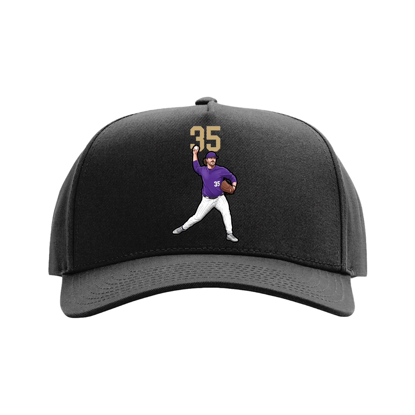 Full Fabric Five-Panel Champ Cap — Number Top in Black