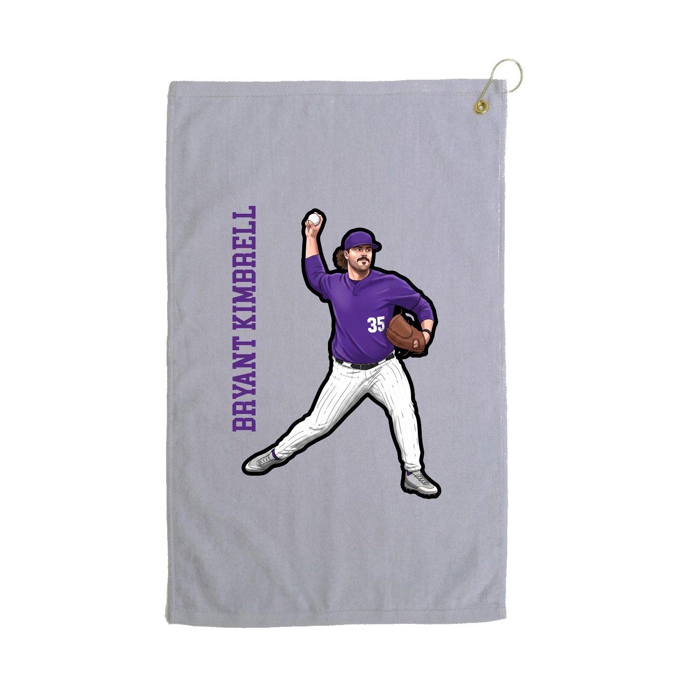 Golf Towel — Name Vertical in Grey