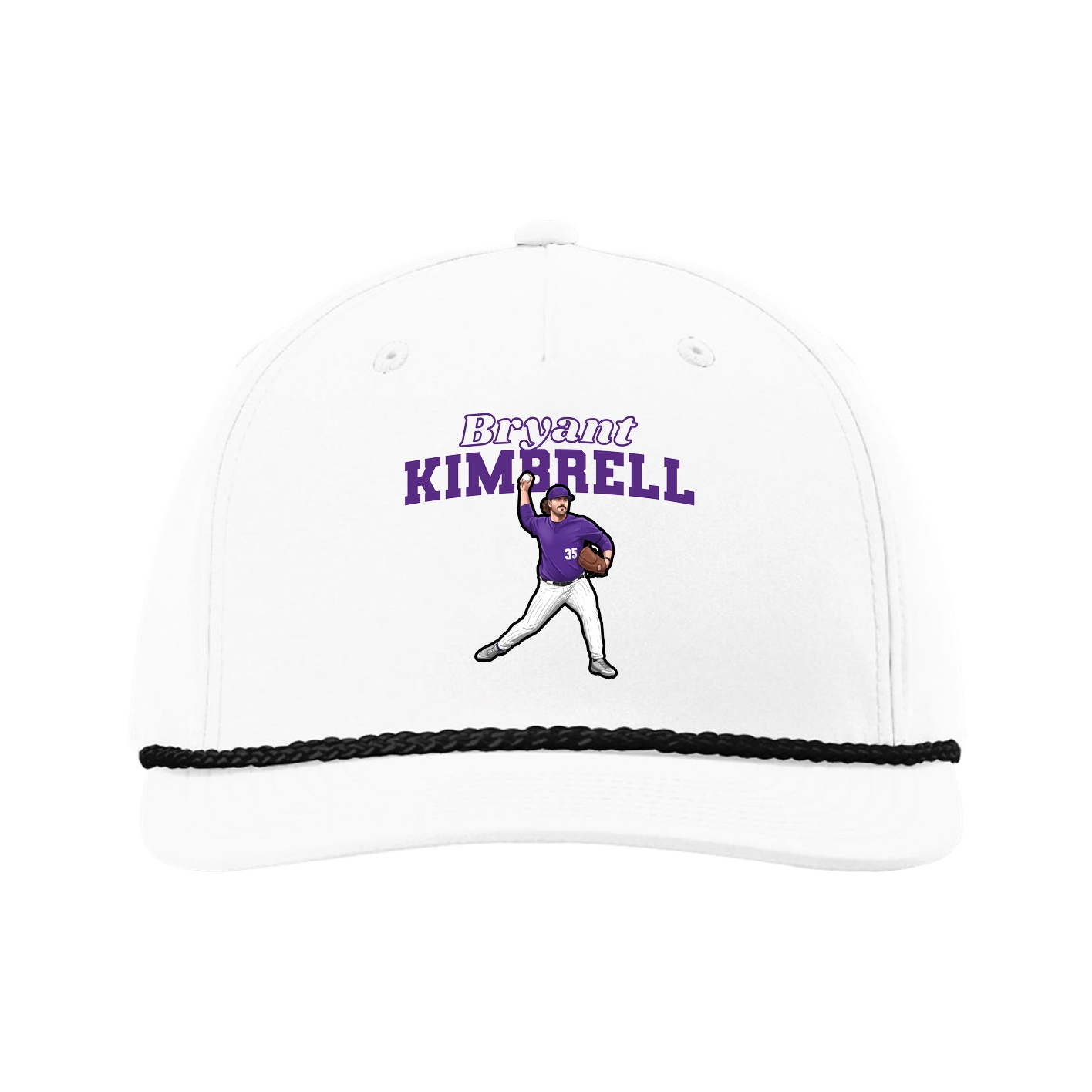 Five-Panel Classic Rope Cap — Name Arch in White