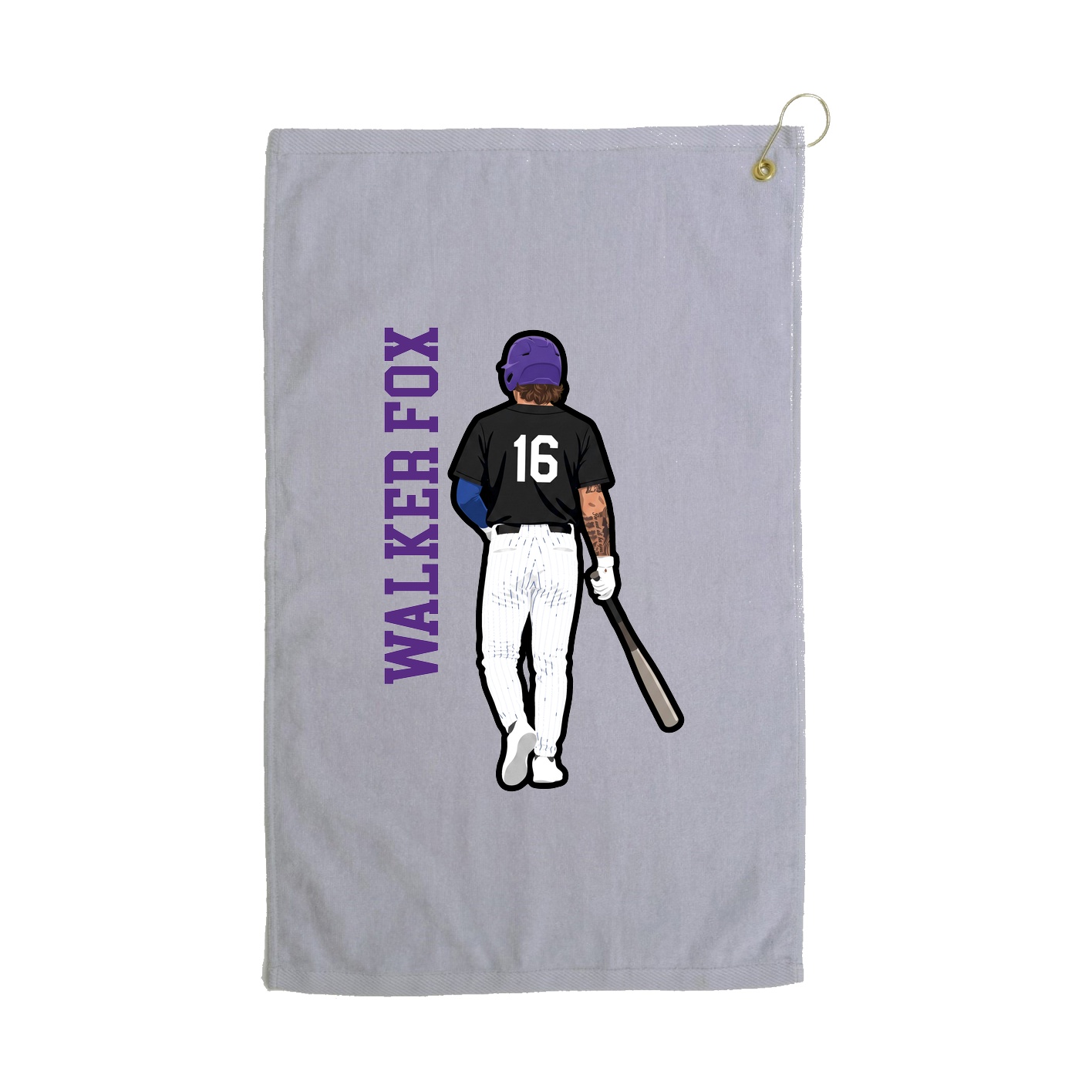 Golf Towel — Name Vertical in Grey