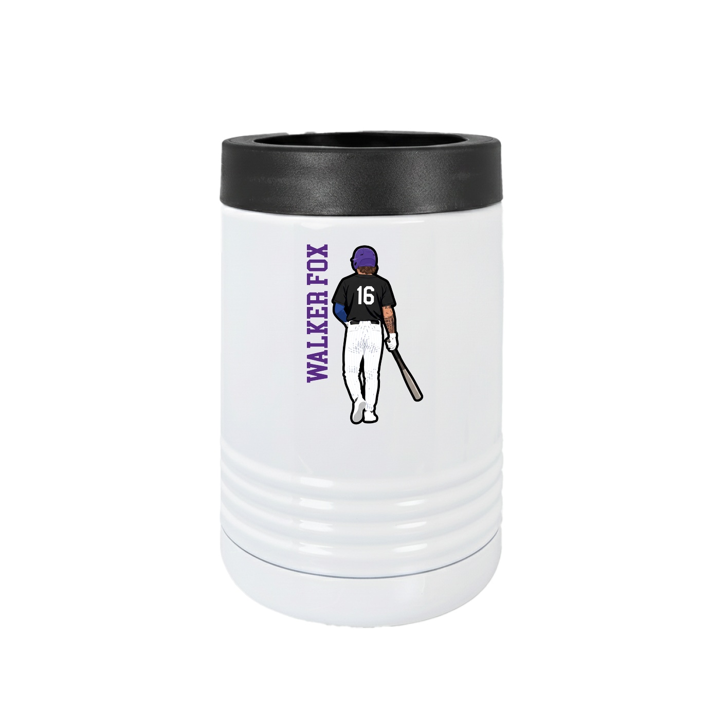 Beverage Holder — Name Vertical in White