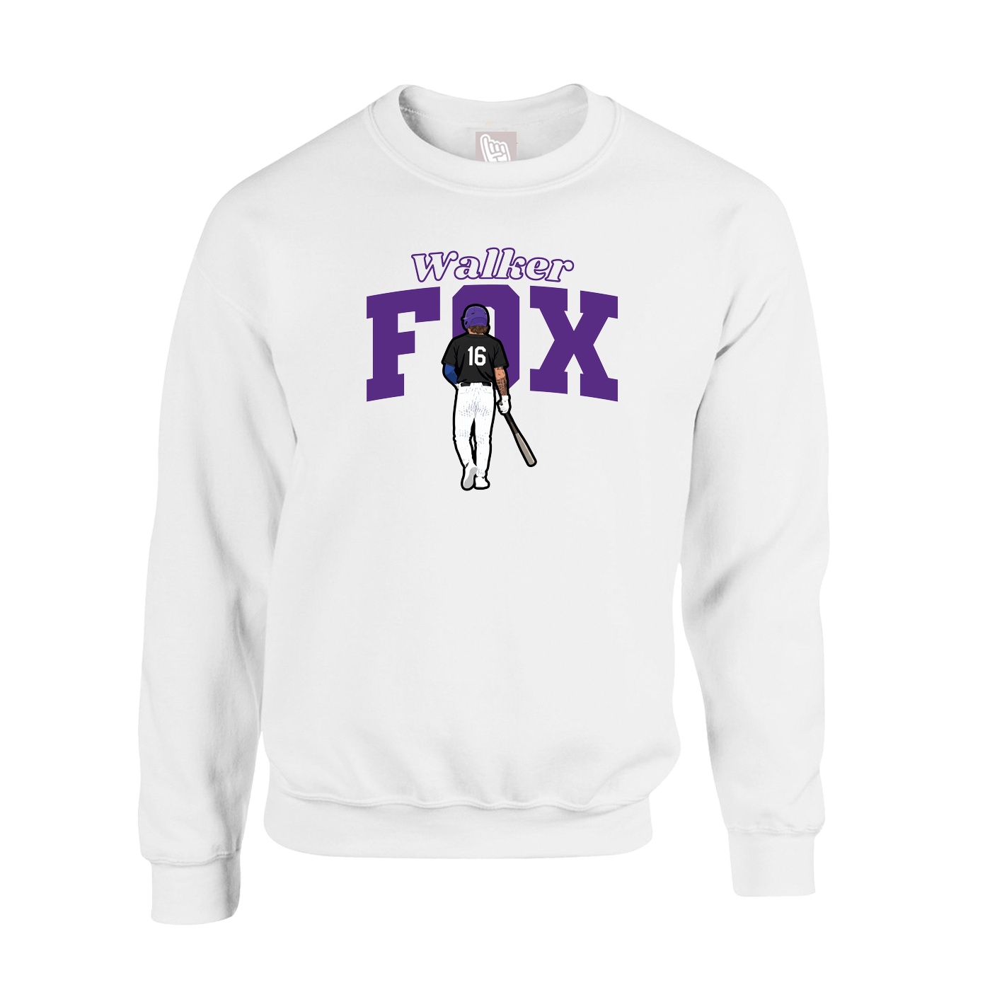 Fleece Crew — Name Arch in White