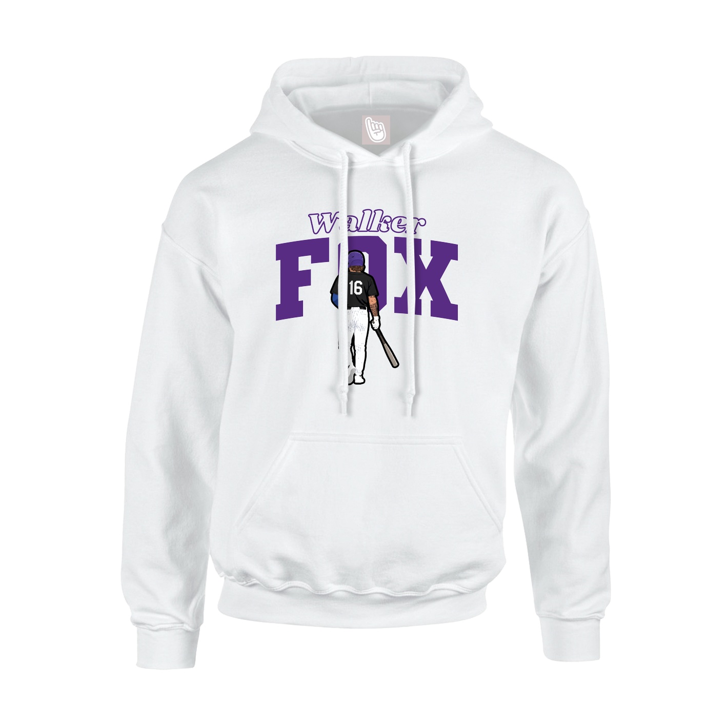 Youth Hoodie — Name Arch in White