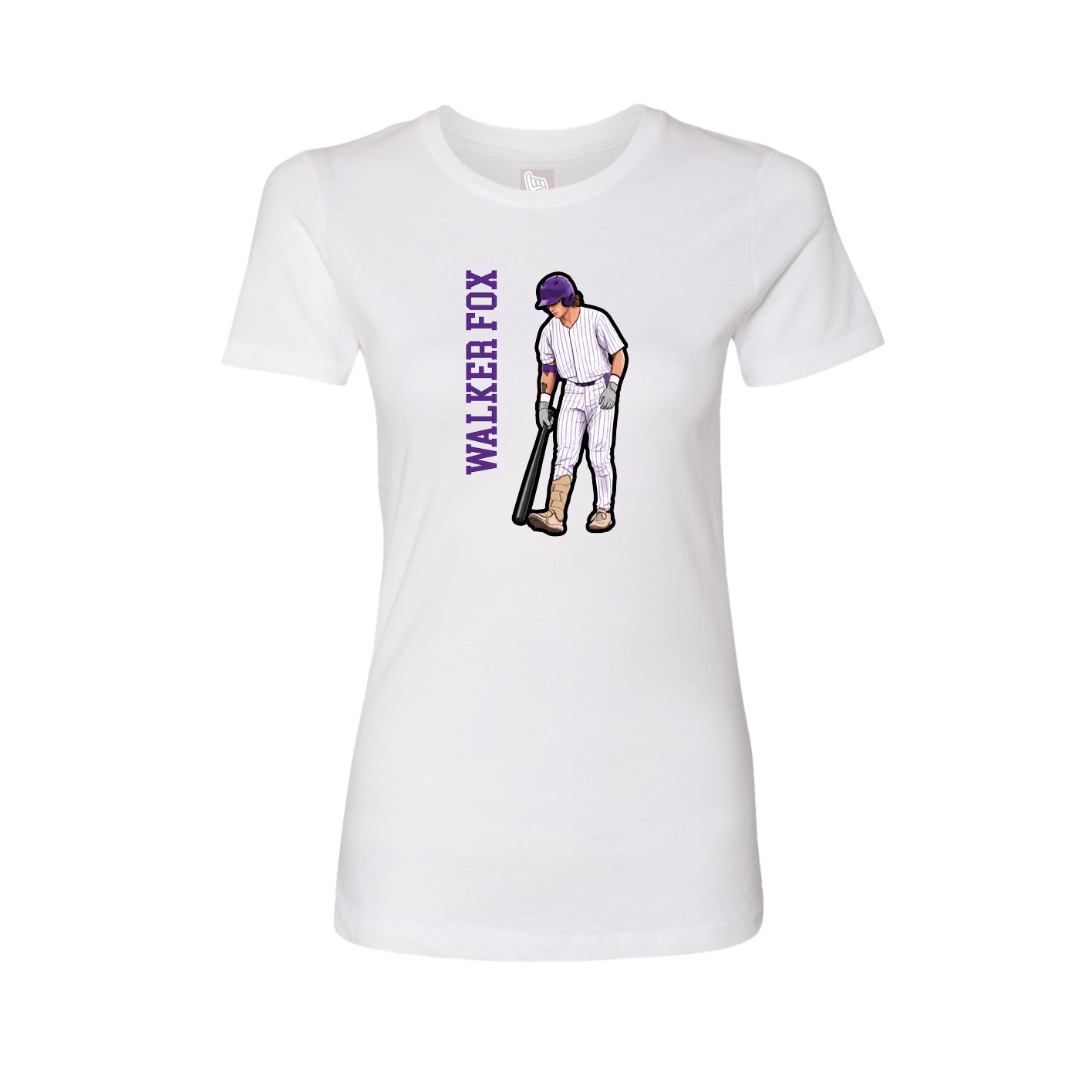 Fitted Women's Tee — Name Vertical in White