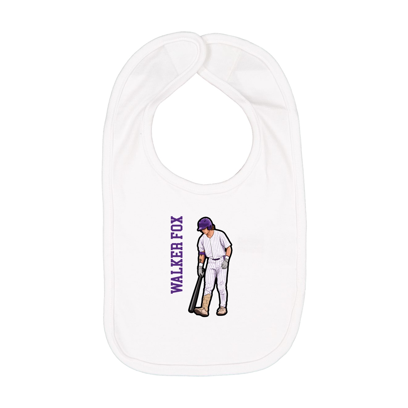 Infant Bib — Name Vertical in White