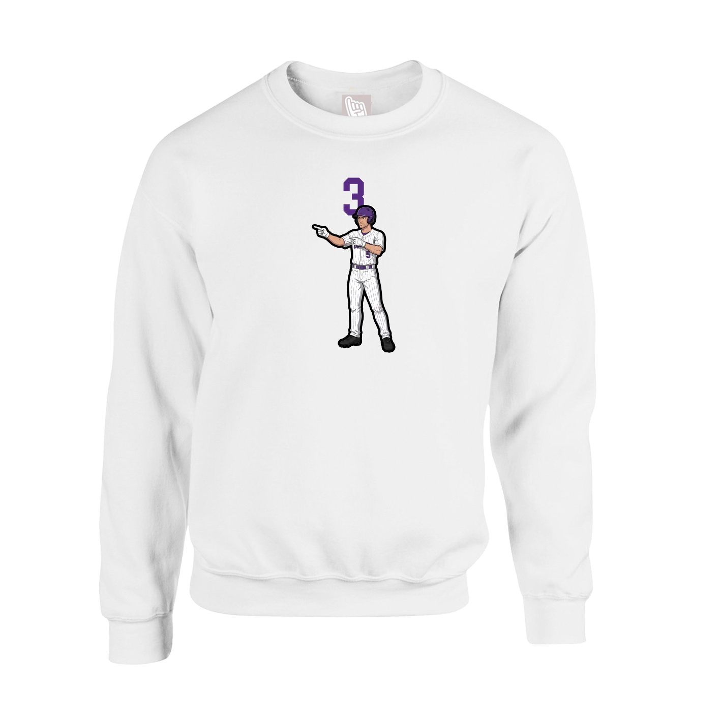 Fleece Crew — Number Top in White