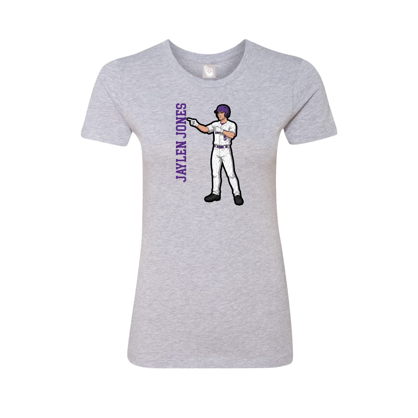 Fitted Women's Tee — Name Vertical in Grey