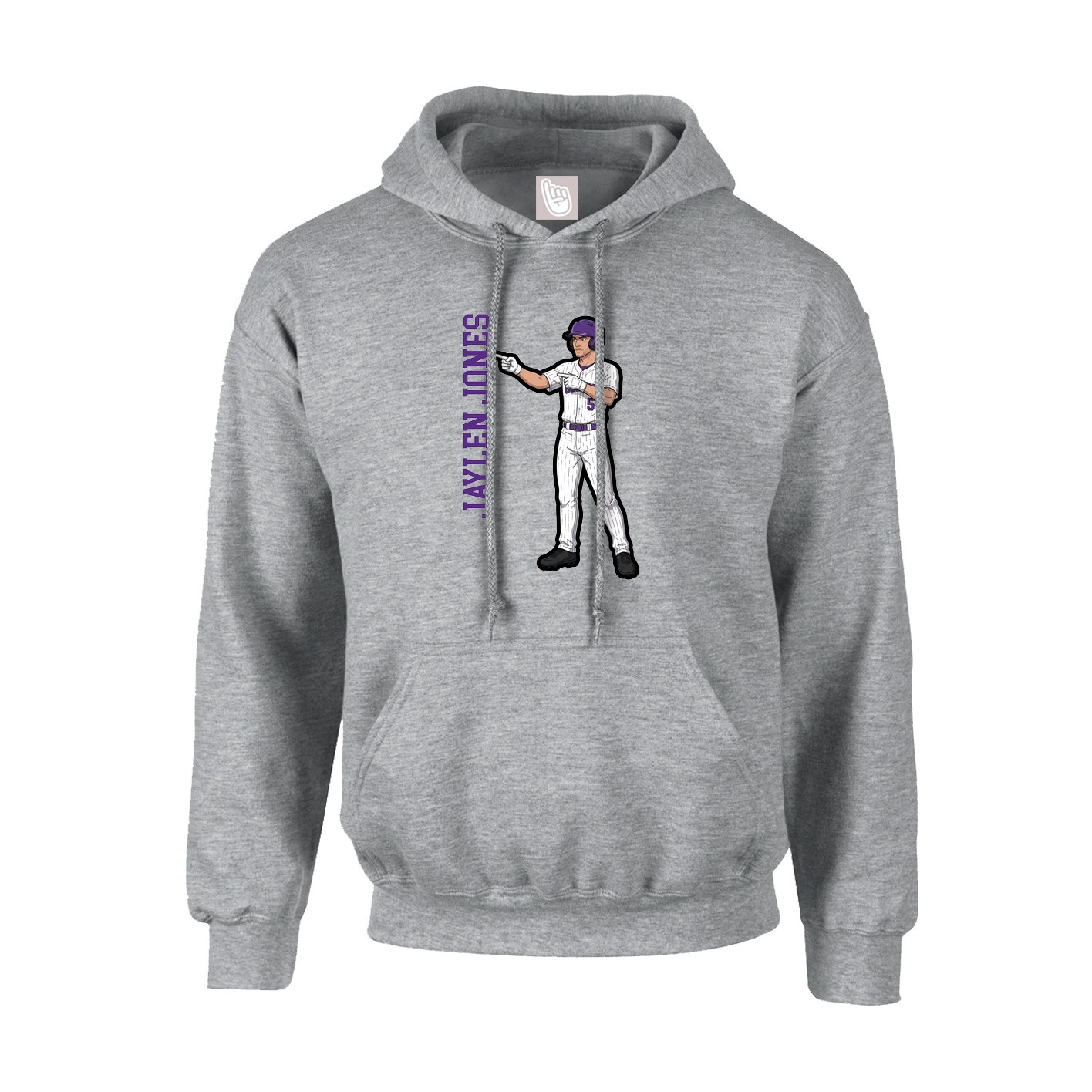 Youth Hoodie — Name Vertical in Grey