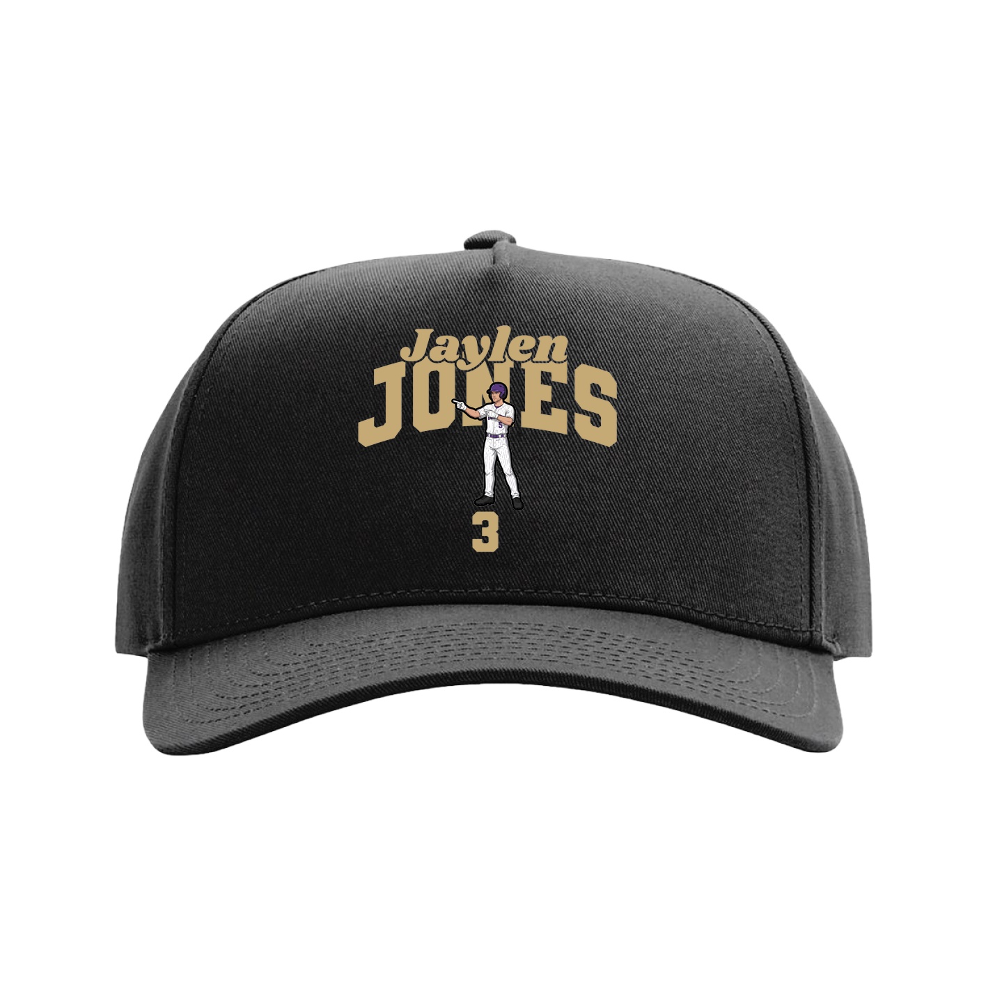 Full Fabric Five-Panel Champ Cap — Signature Arch in Black