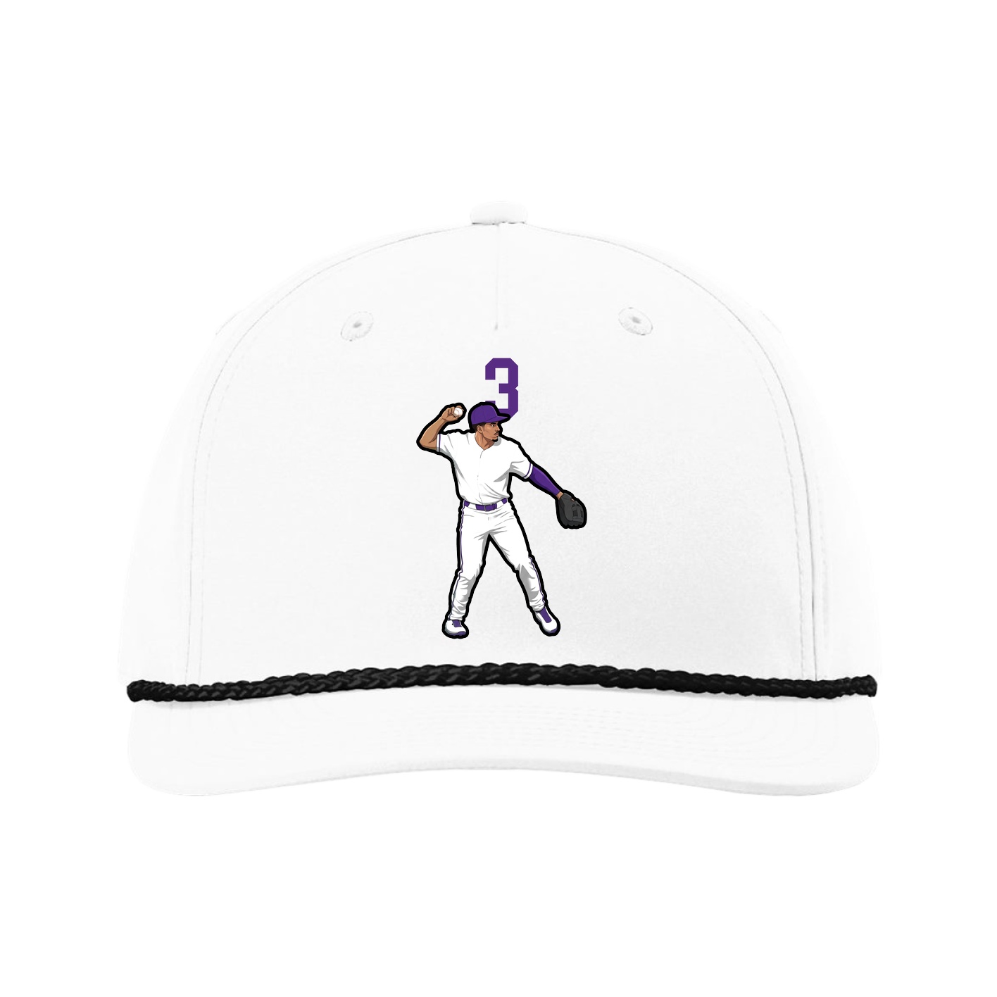 Five-Panel Classic Rope Cap — Number Top in White