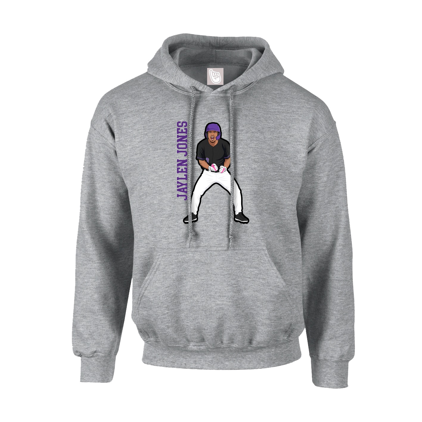 Youth Hoodie — Name Vertical in Grey