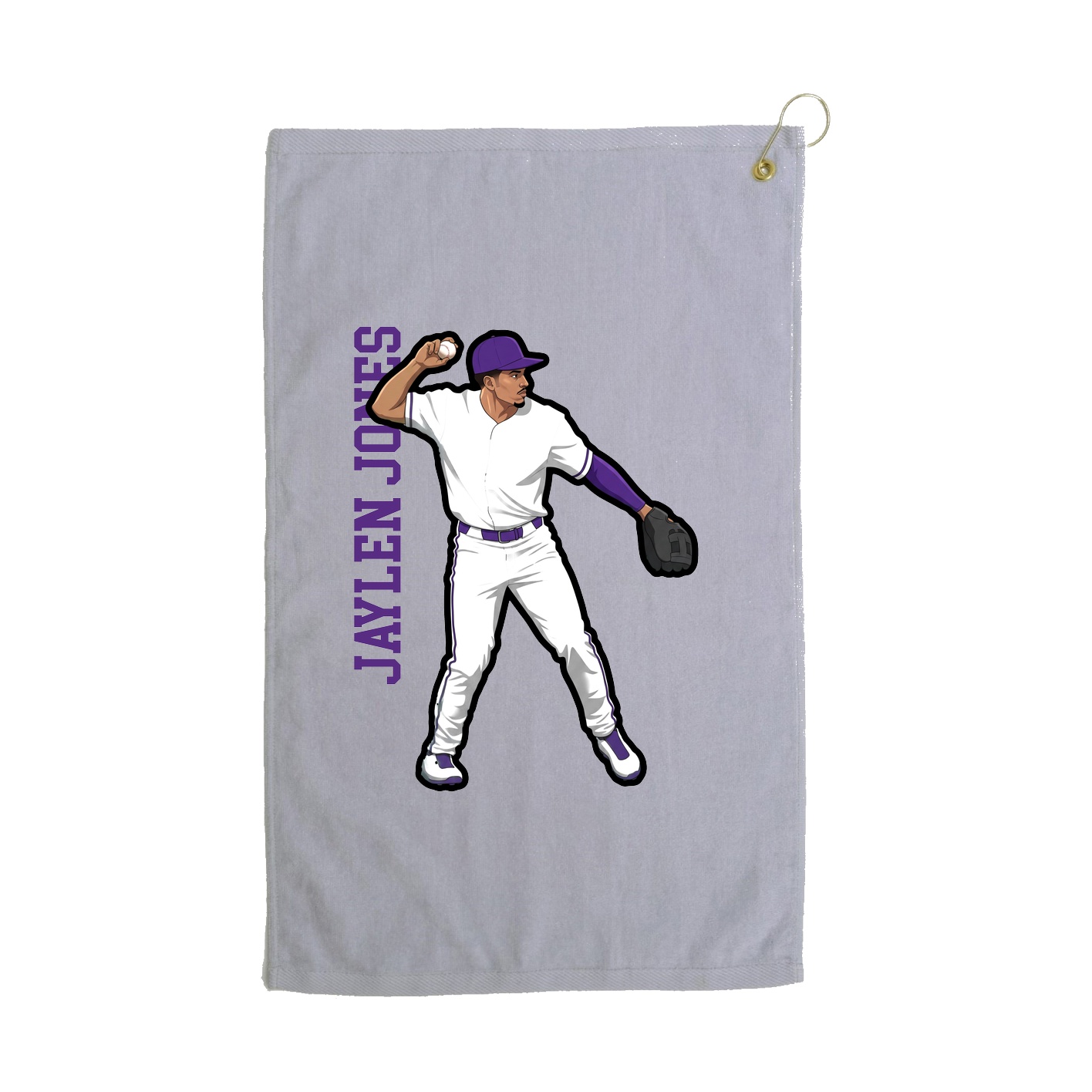 Golf Towel — Name Vertical in Grey