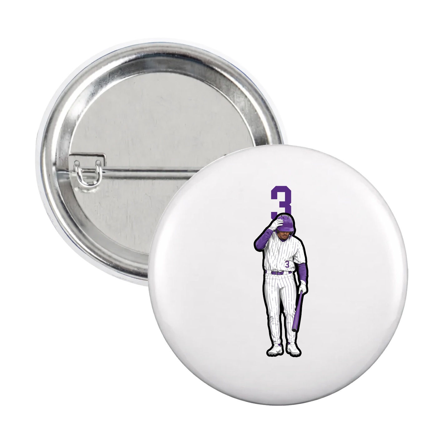 Game Day Button — Number Top in White