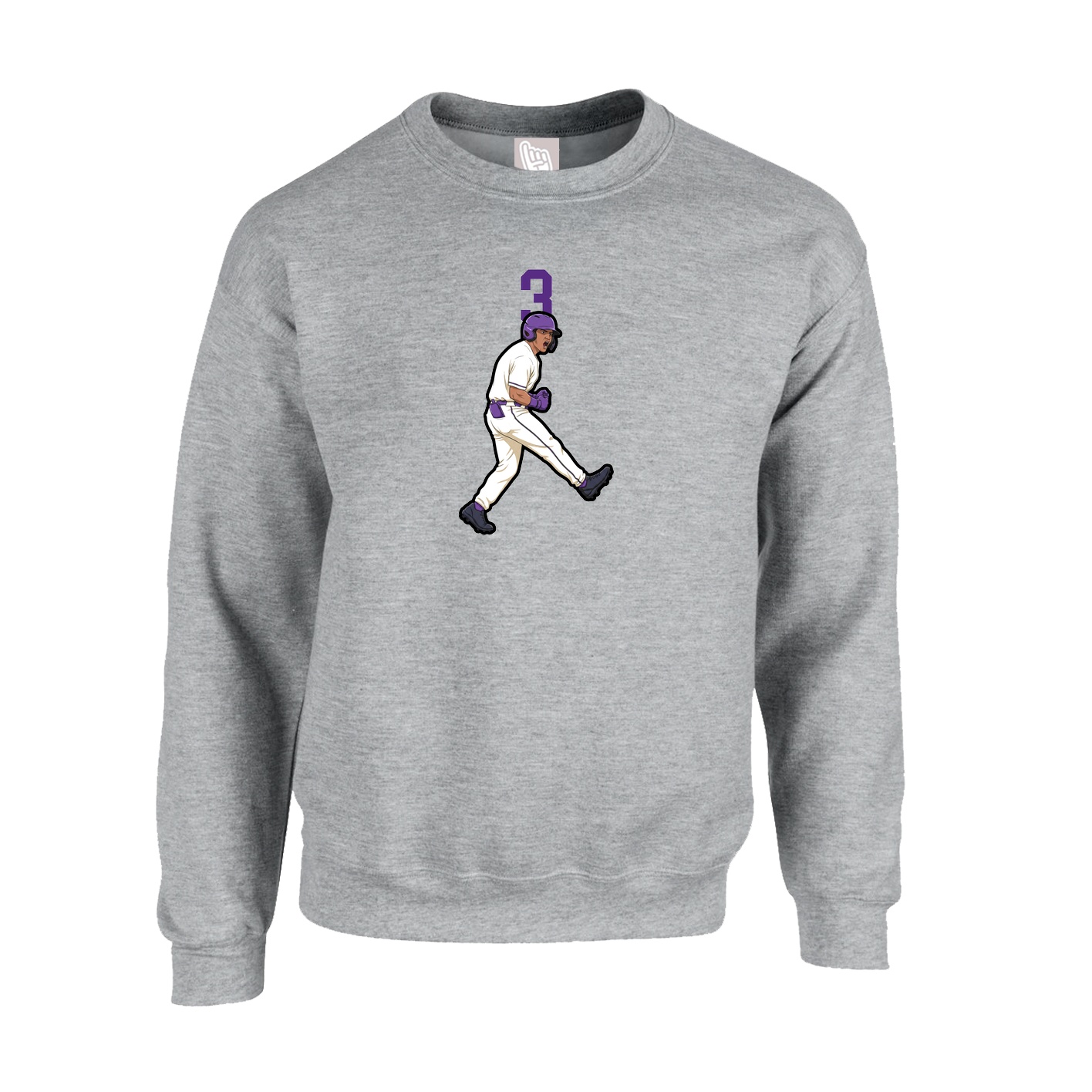 Fleece Crew — Number Top in Grey