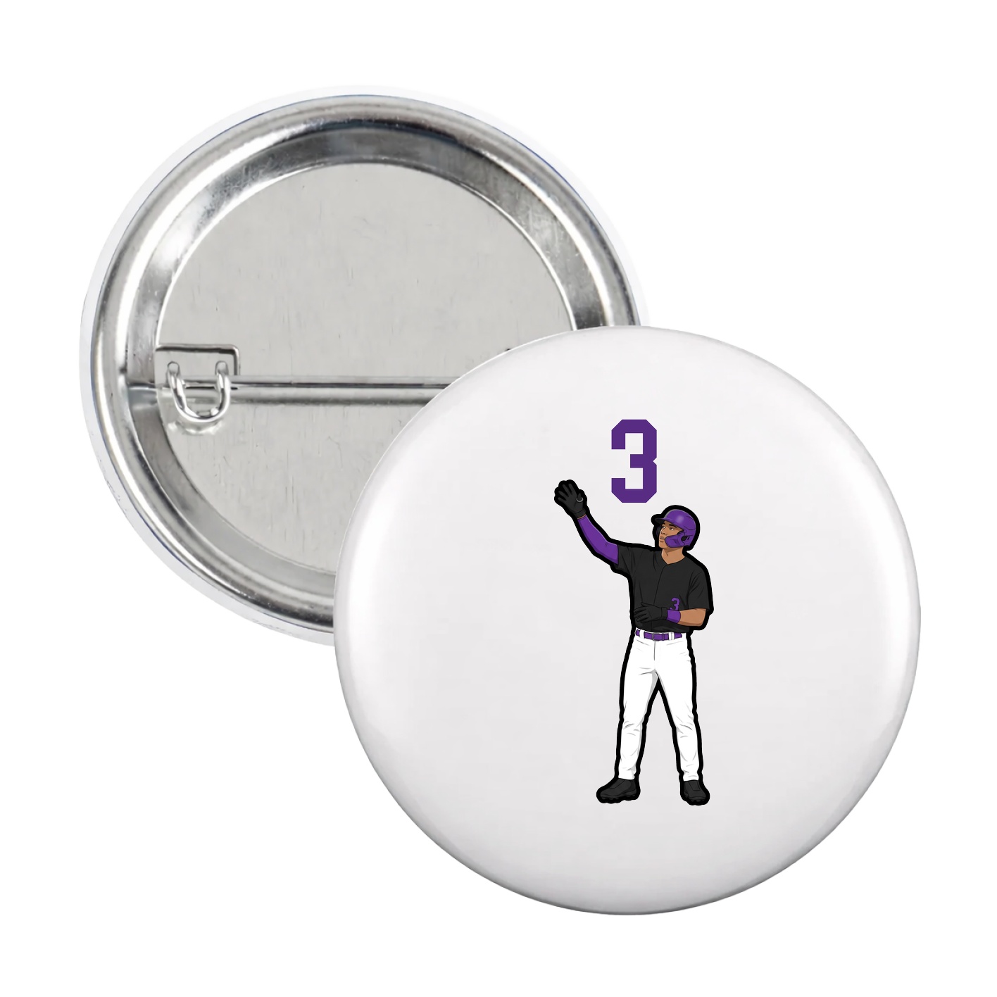 Game Day Button — Number Top in White