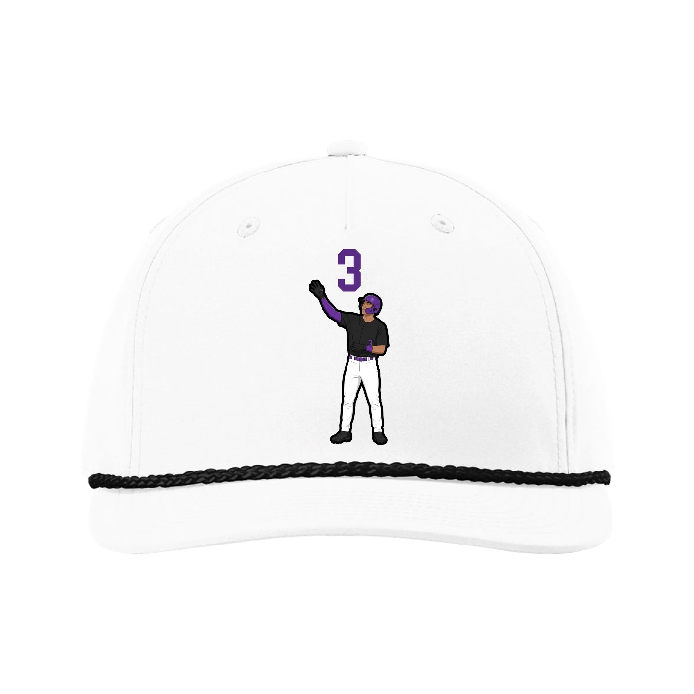 Five-Panel Classic Rope Cap — Number Top in White