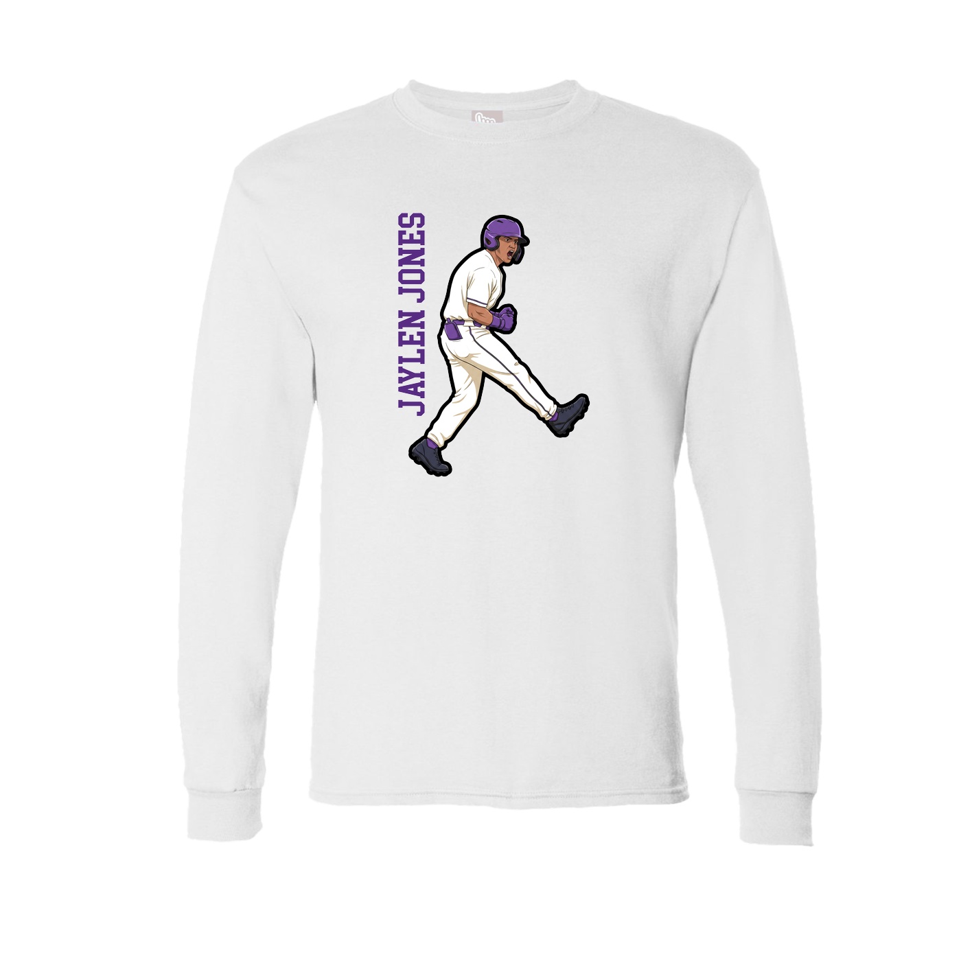 Long Sleeve Tee — Name Vertical in White