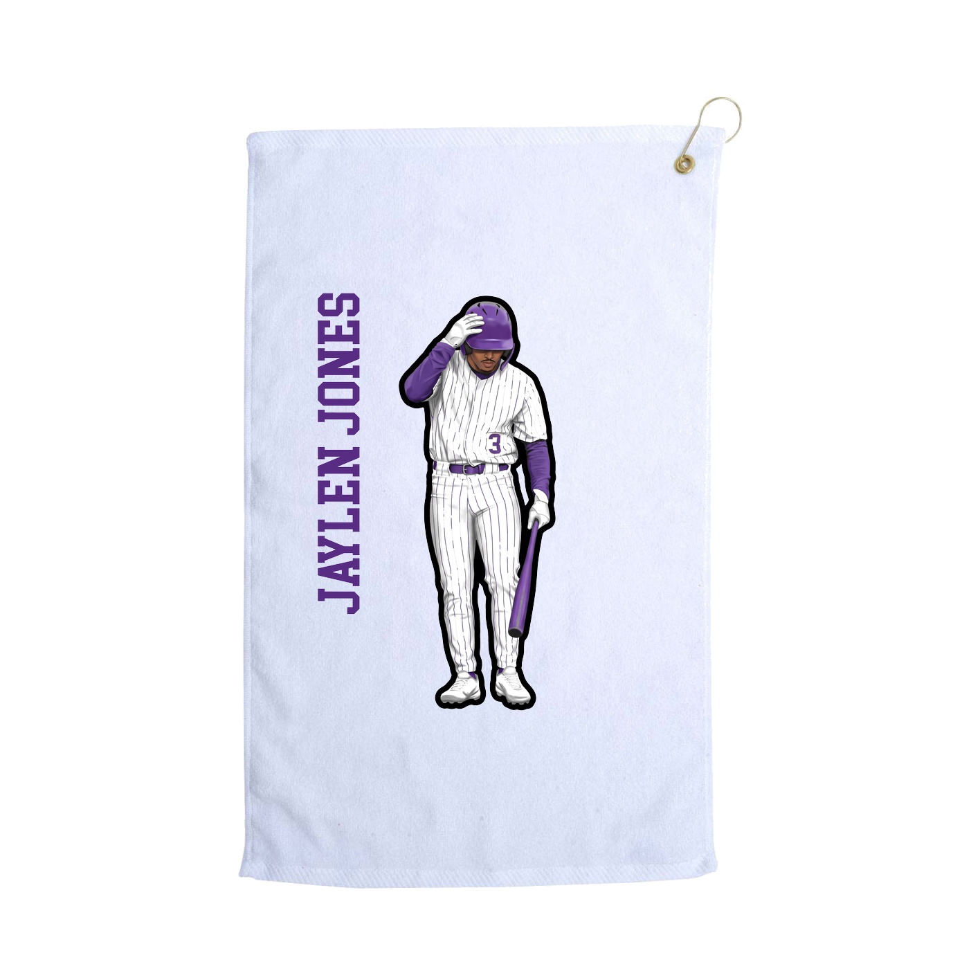 Golf Towel — Name Vertical in White