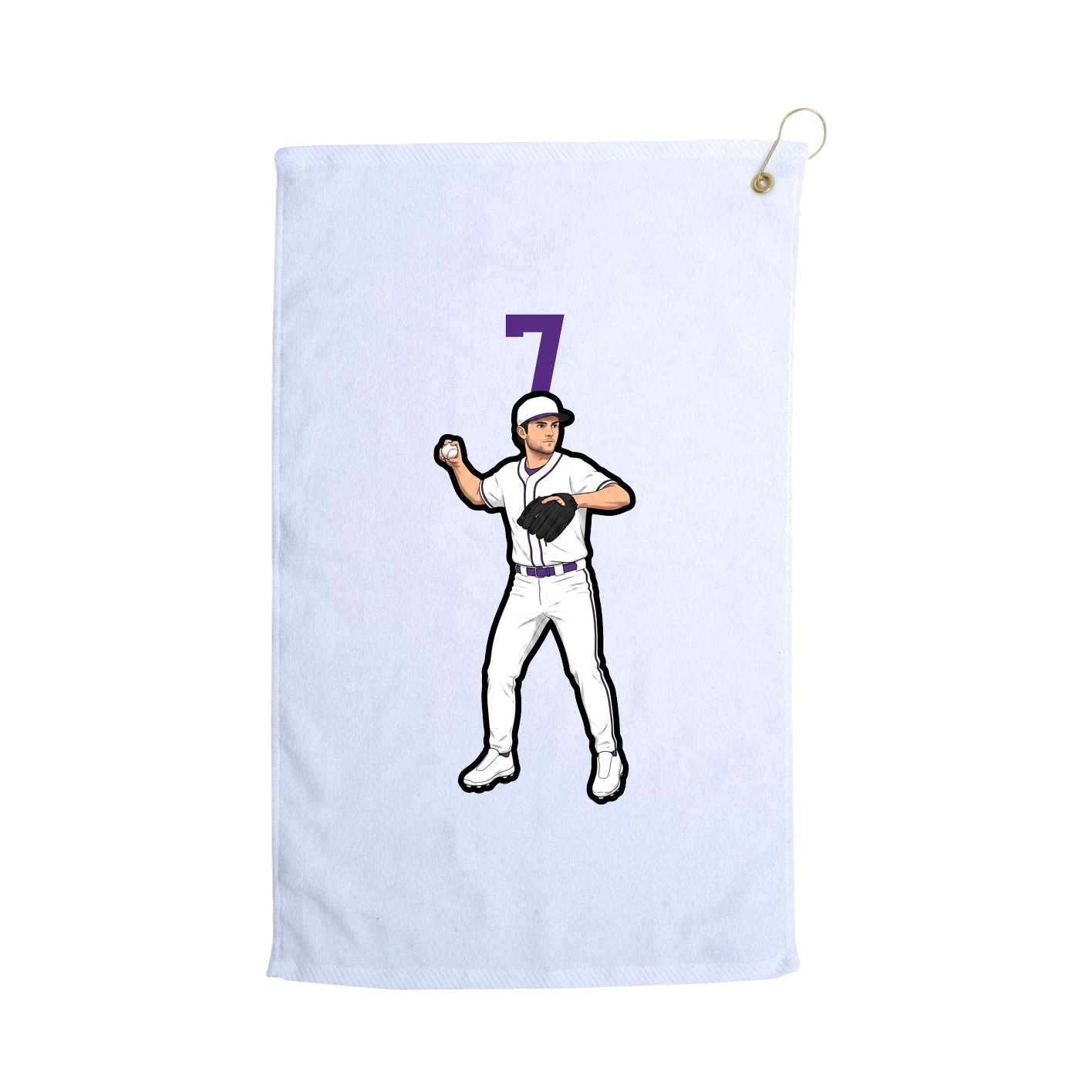 Golf Towel — Number Top in White