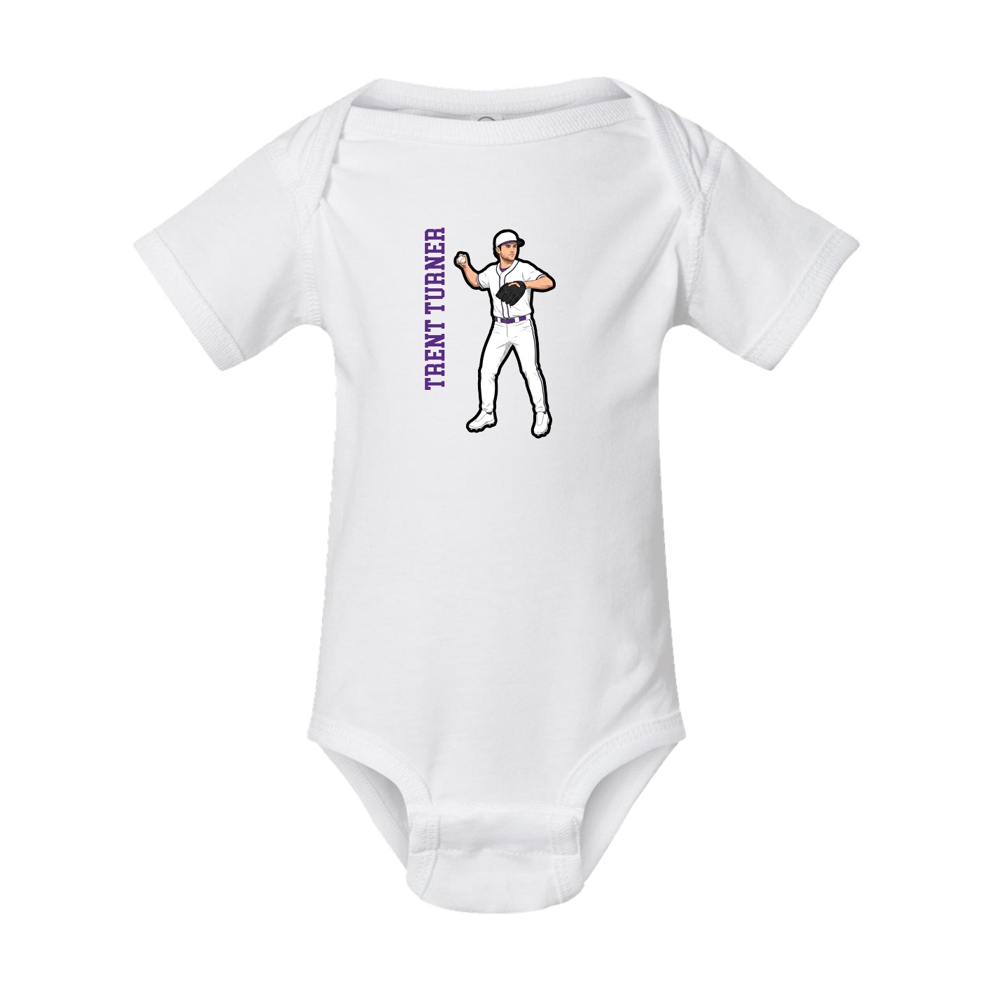 Baby Onesie — Name Vertical in White