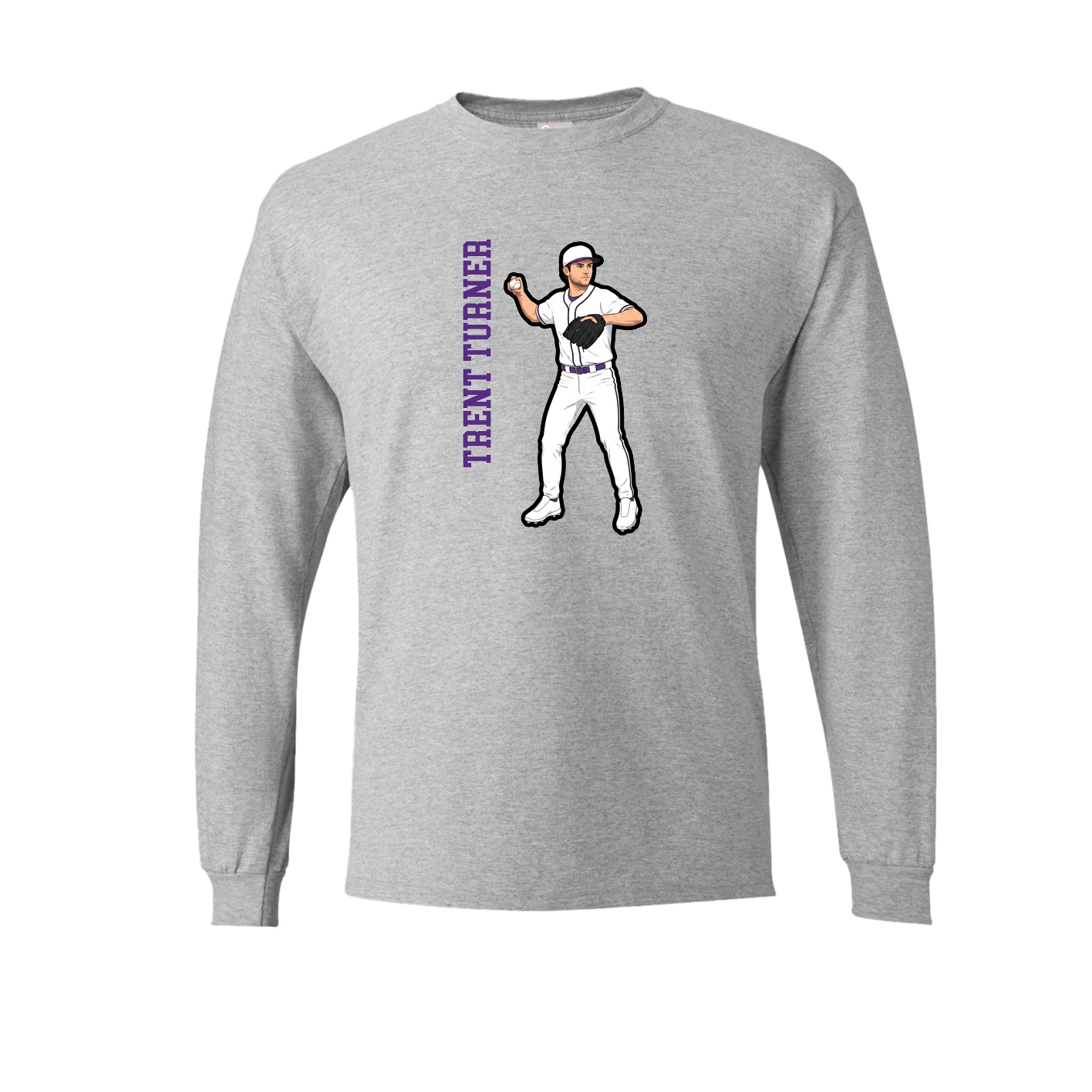 Long Sleeve Tee — Name Vertical in Grey