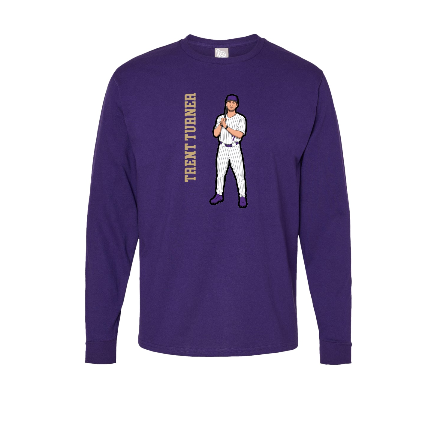 Long Sleeve Tee — Name Vertical in Purple