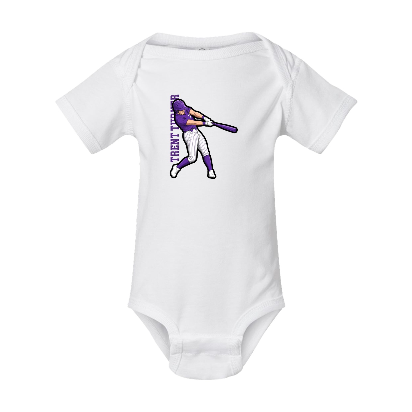 Baby Onesie — Name Vertical in White