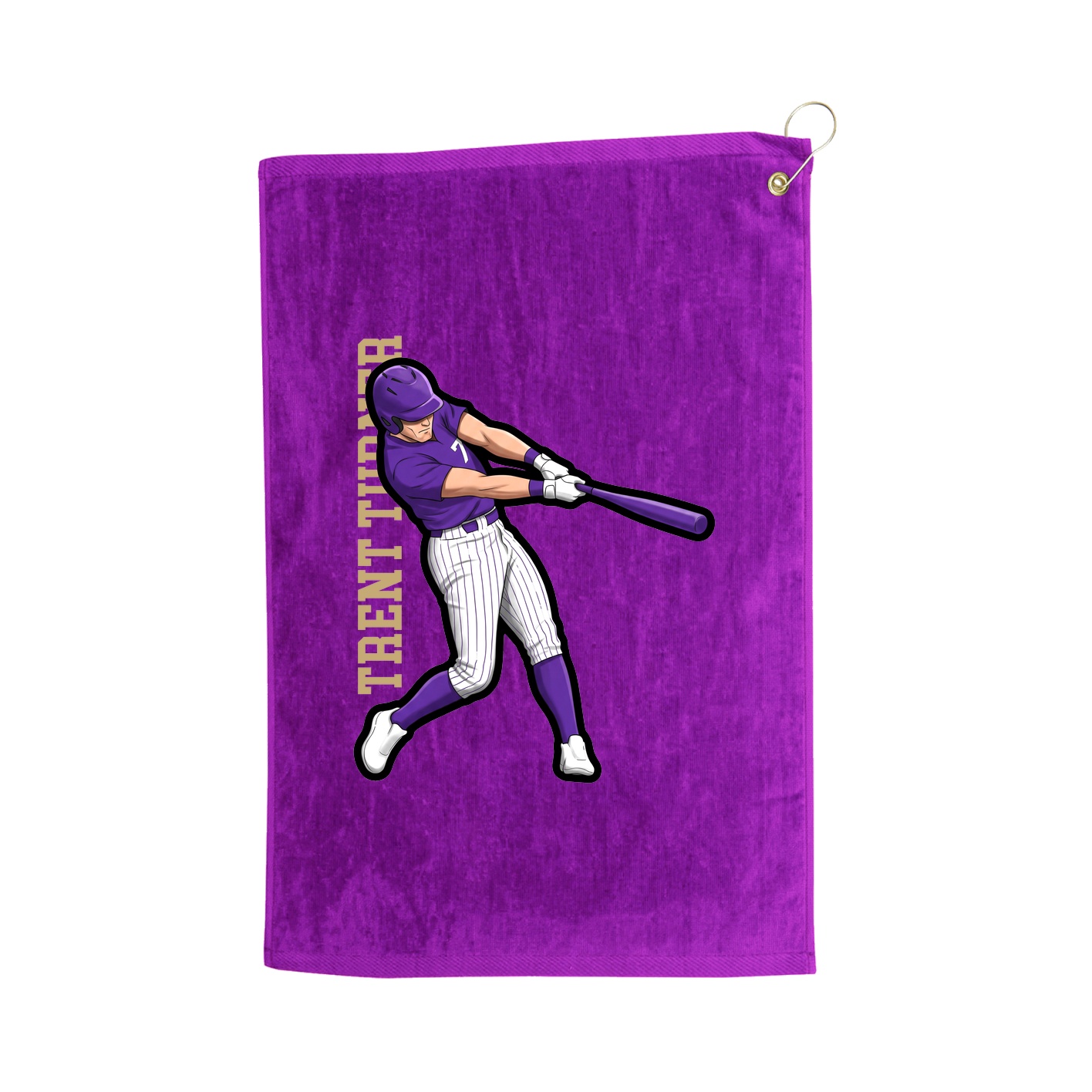 Golf Towel — Name Vertical in Purple