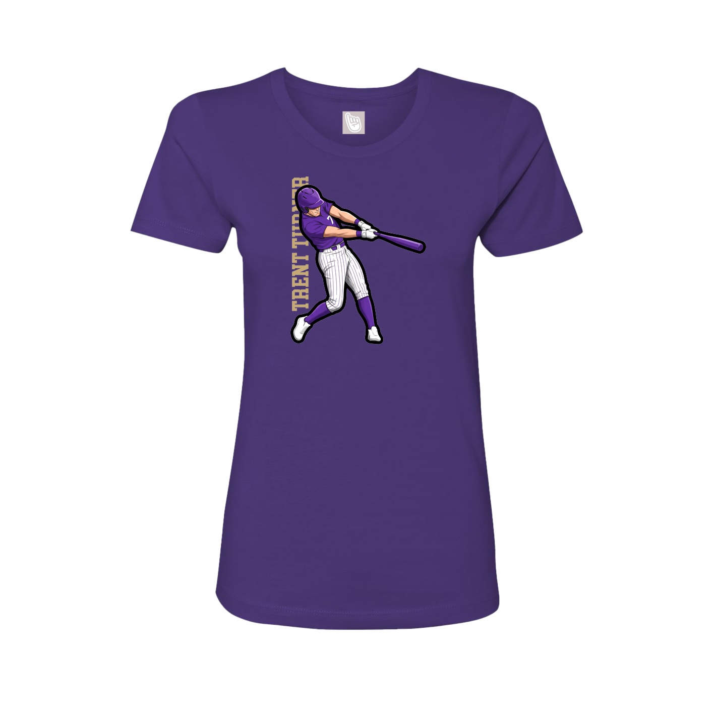 Womens Tee — Name Vertical in Purple