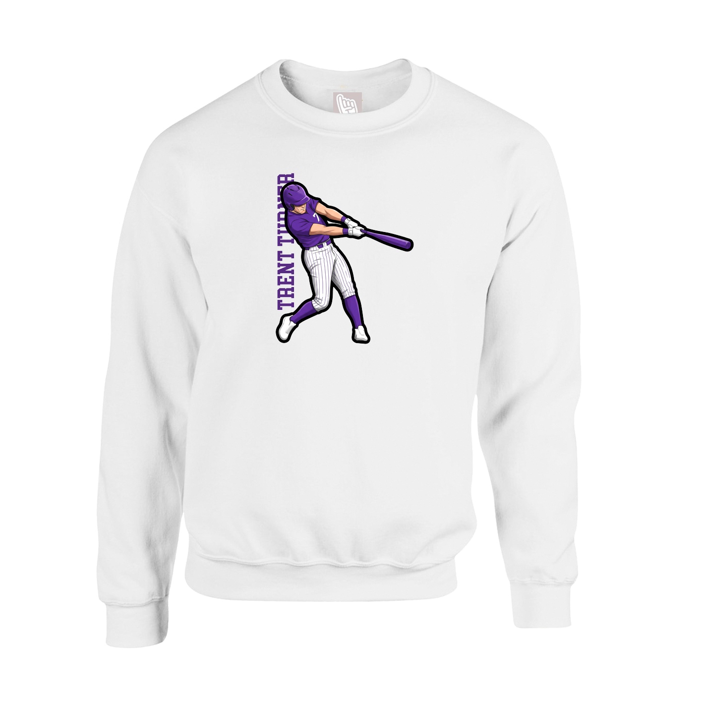 Fleece Crew — Name Vertical in White