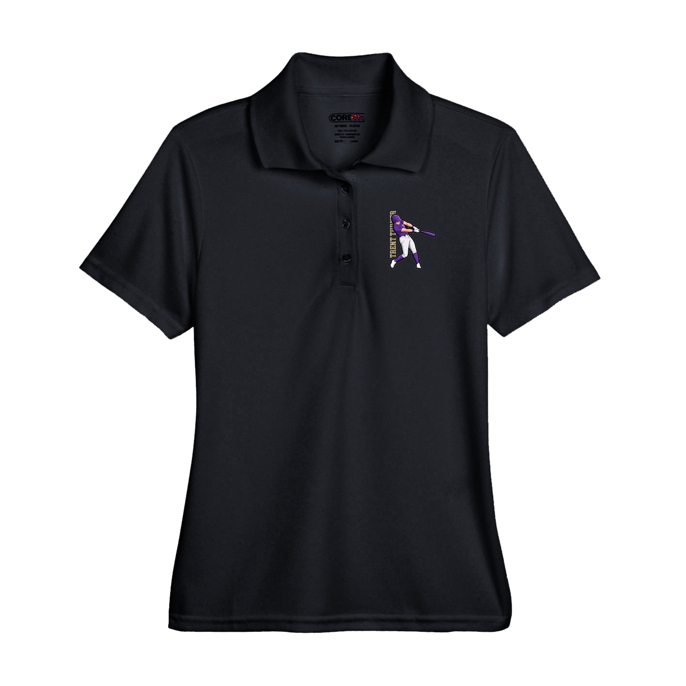 Performance Polo — Name Vertical in Black