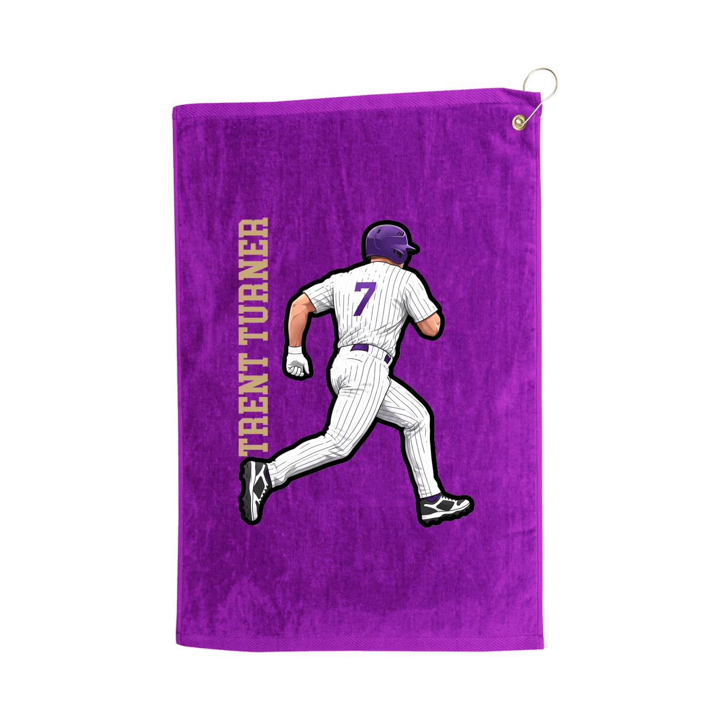 Golf Towel — Name Vertical in Purple