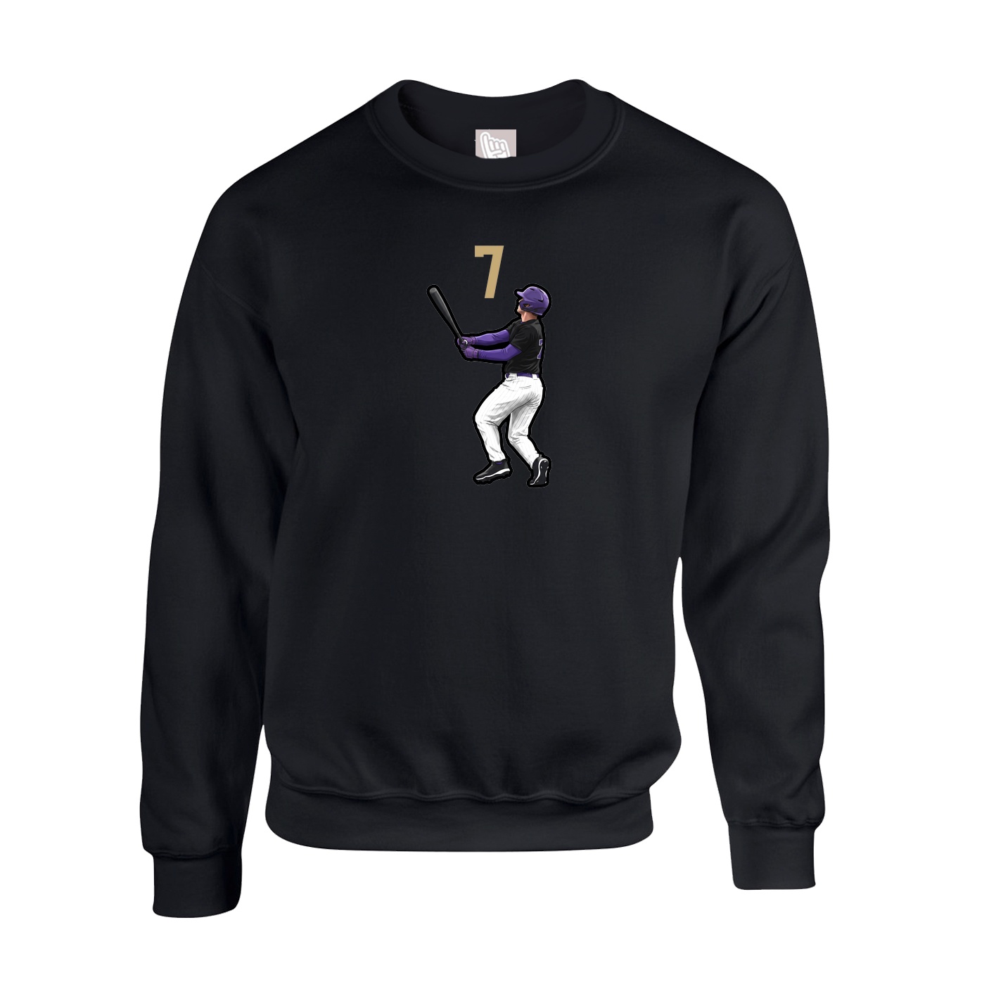 Fleece Crew — Number Top in Black
