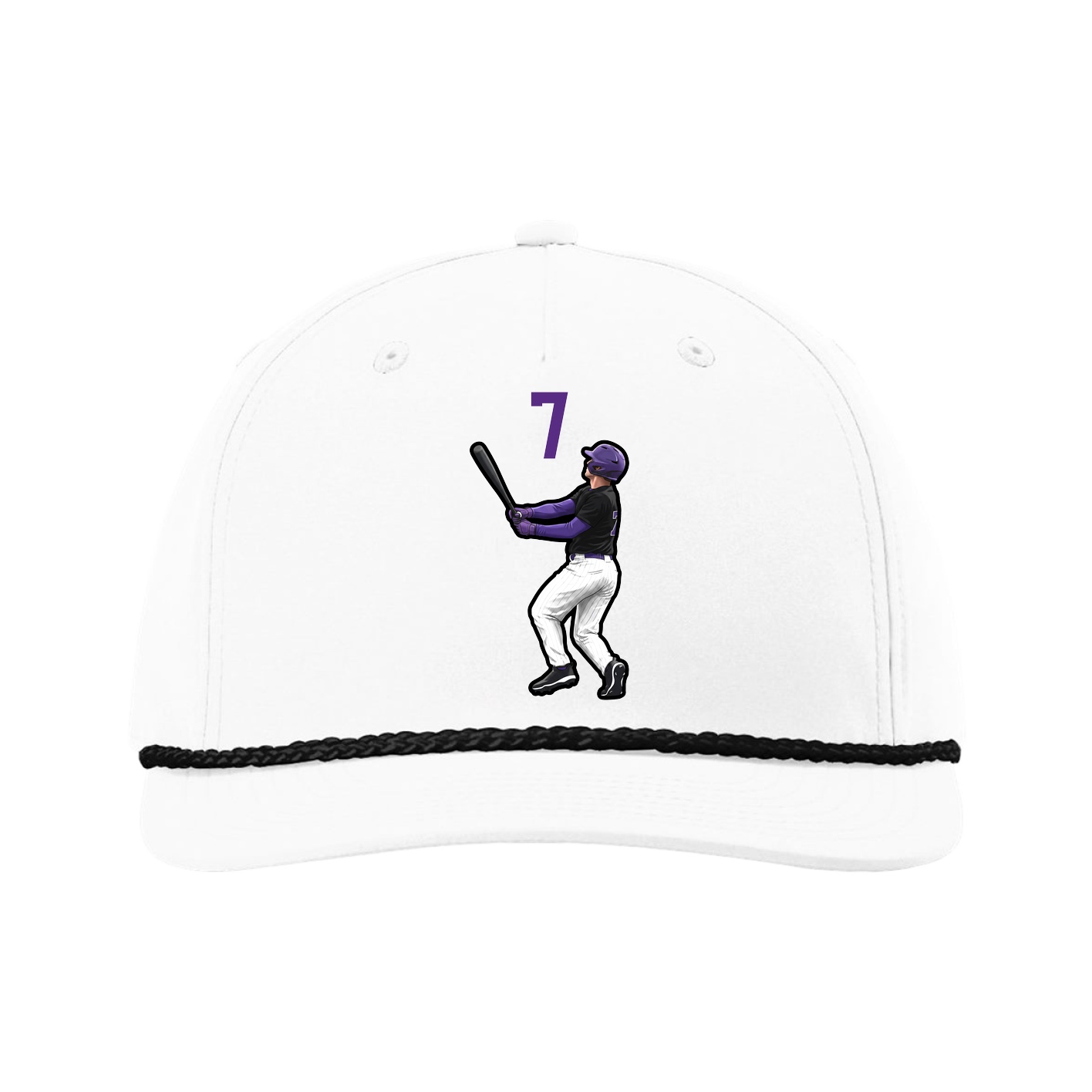 Five-Panel Classic Rope Cap — Number Top in White
