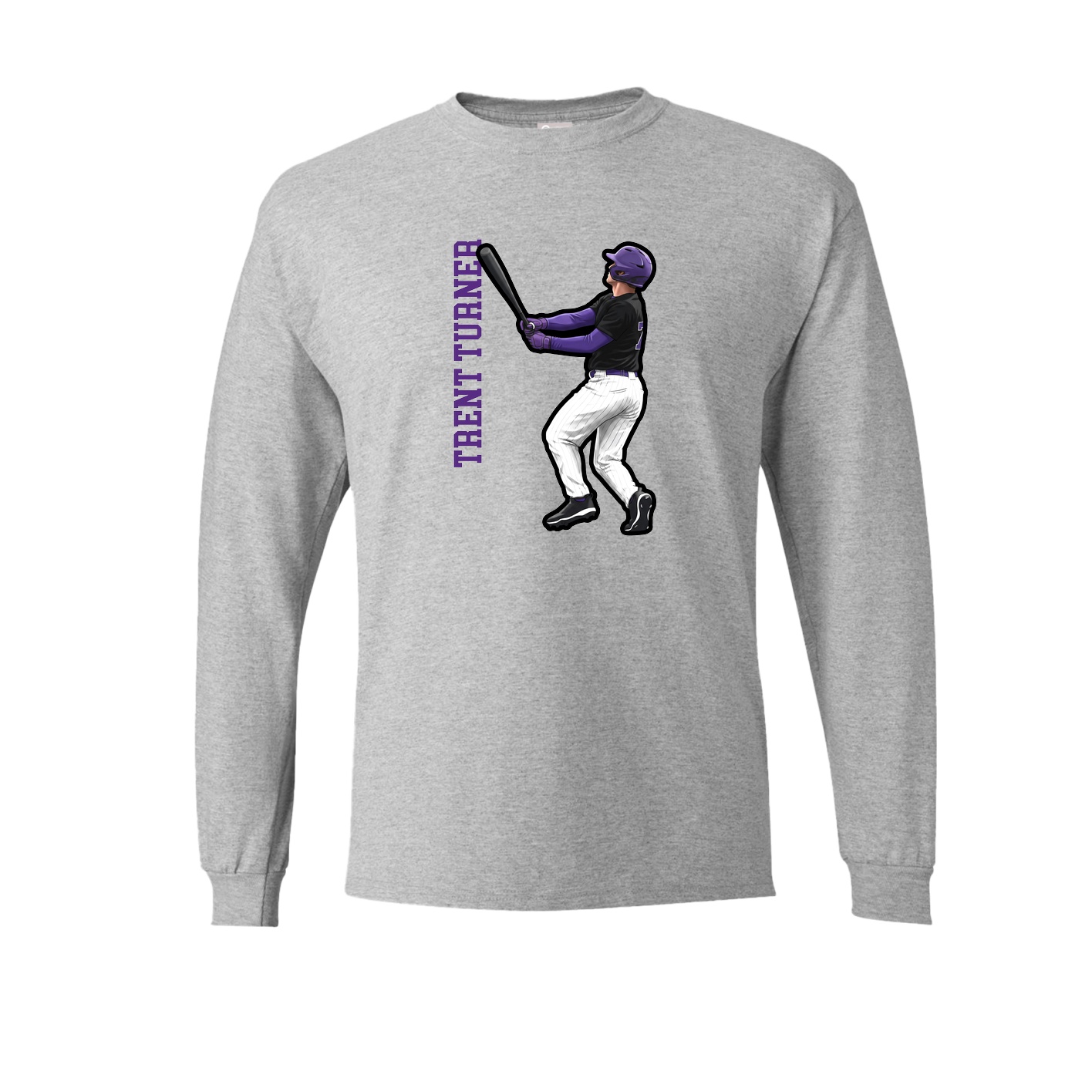 Long Sleeve Tee — Name Vertical in Grey