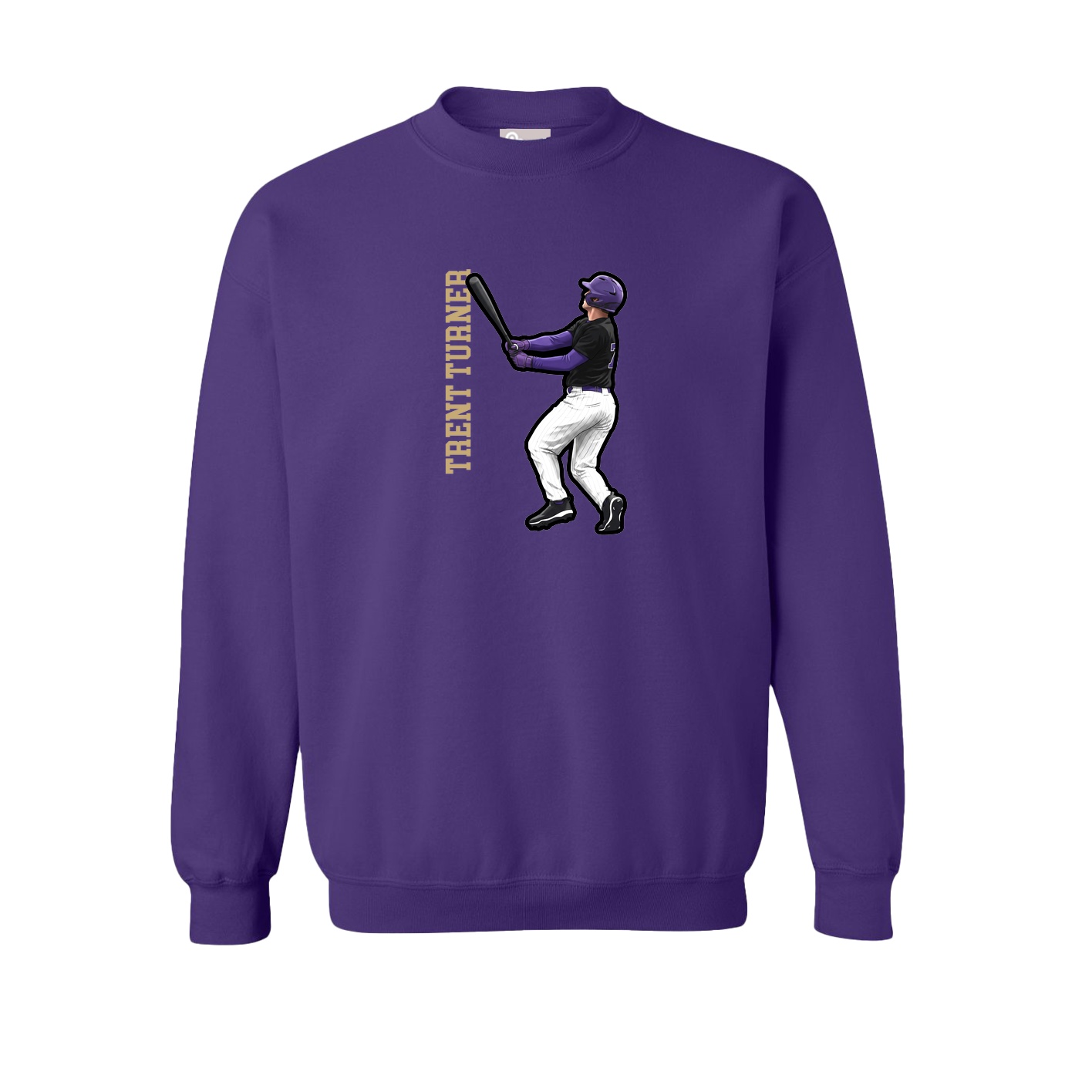 Fleece Crew — Name Vertical in Purple