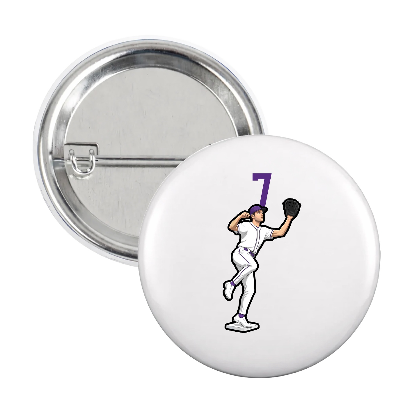 Game Day Button — Number Top in White