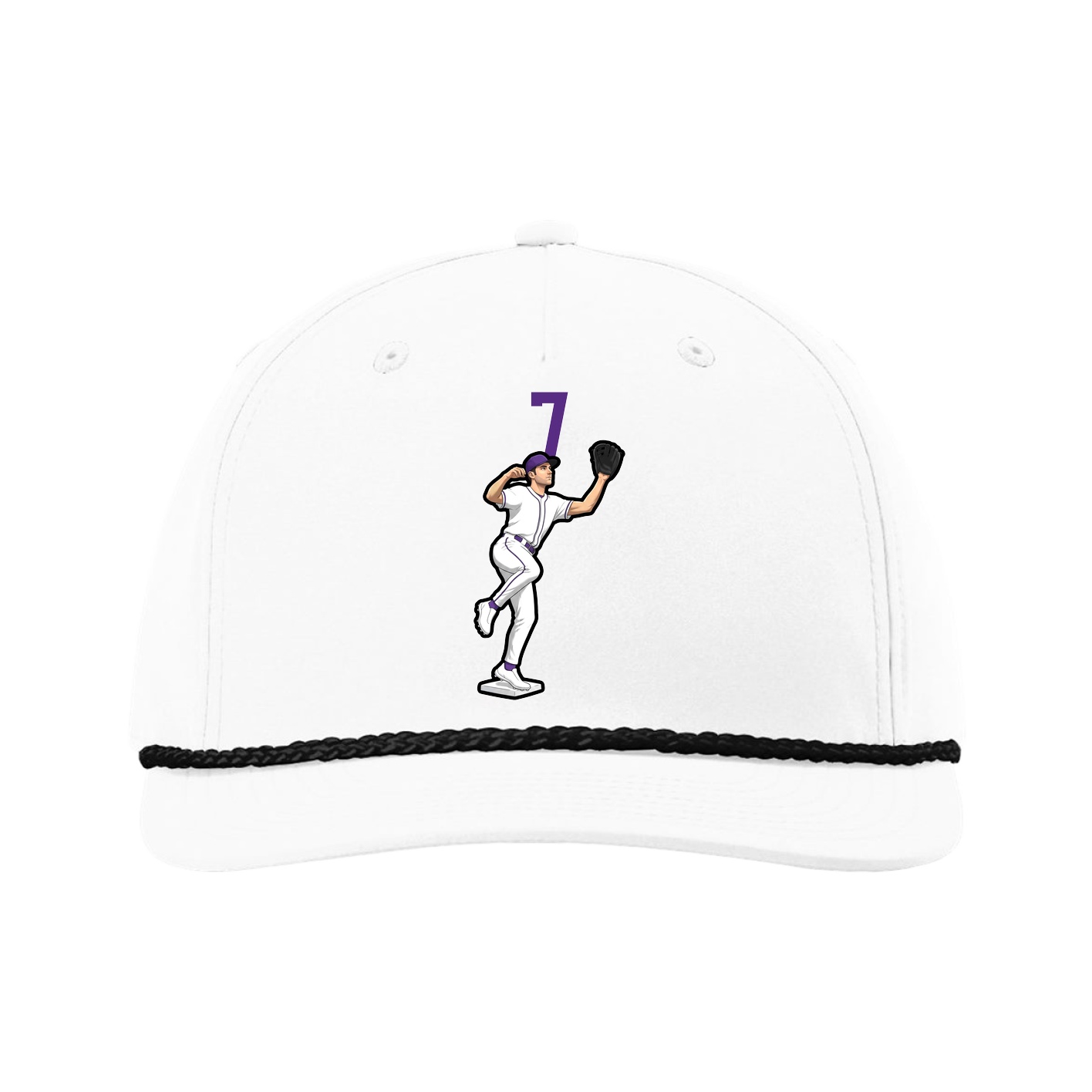 Five-Panel Classic Rope Cap — Number Top in White