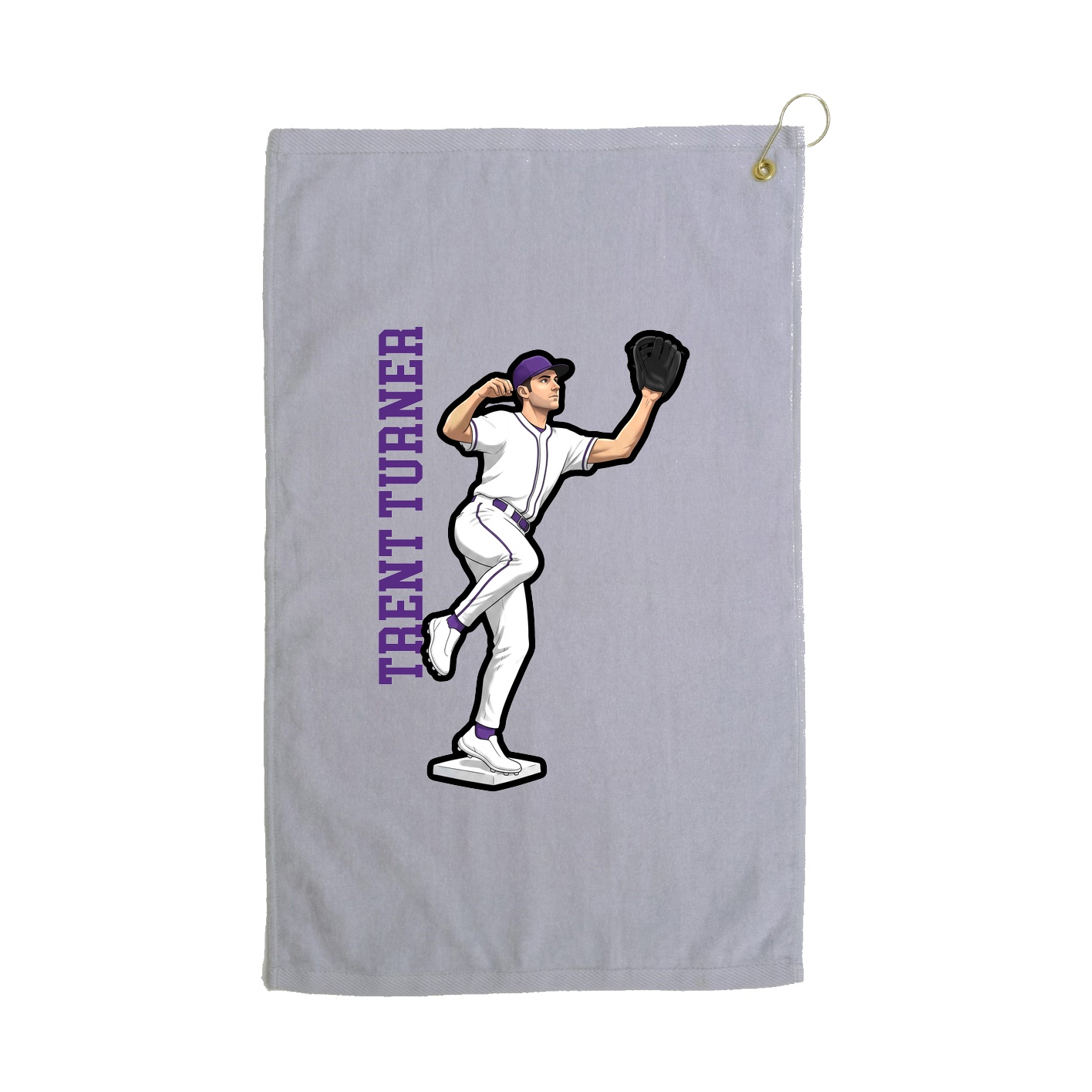 Golf Towel — Name Vertical in Grey
