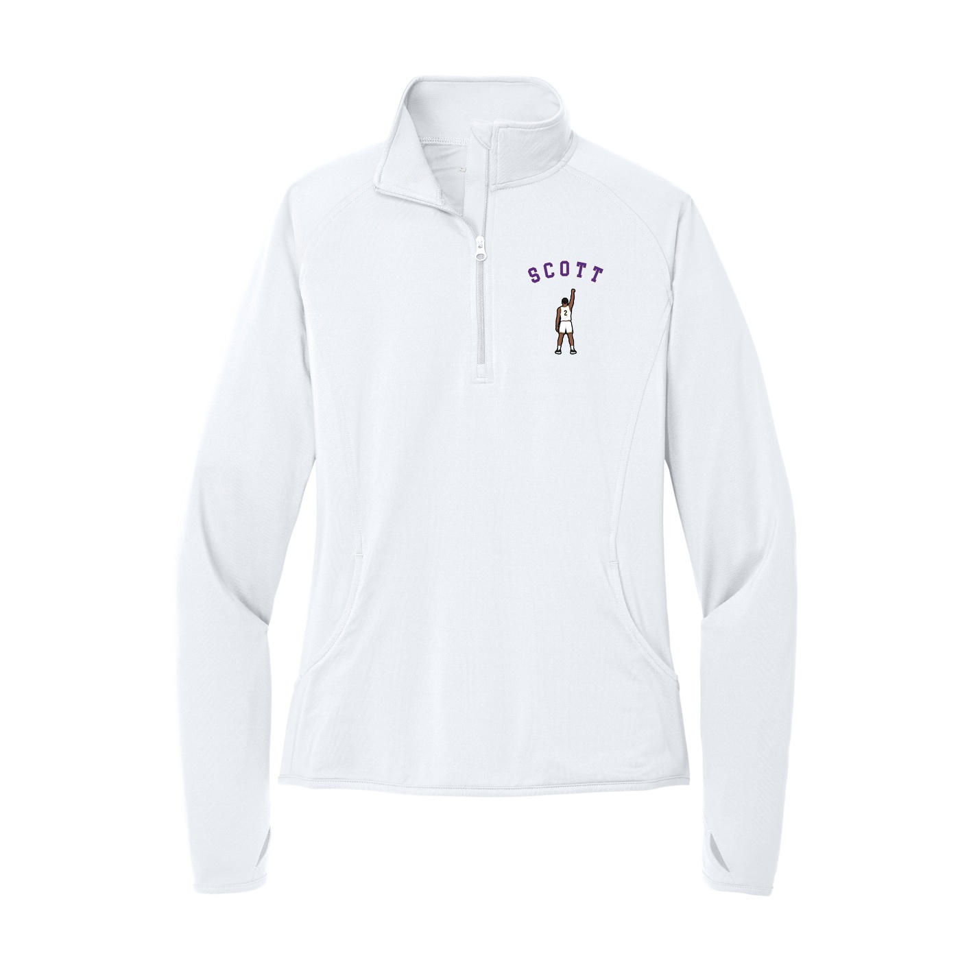 Women's Q-Zip Pullover — Shirsey Arch in White