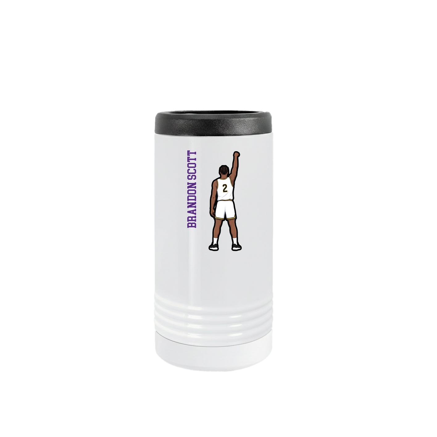 Slim Beverage Holder — Name Vertical in White