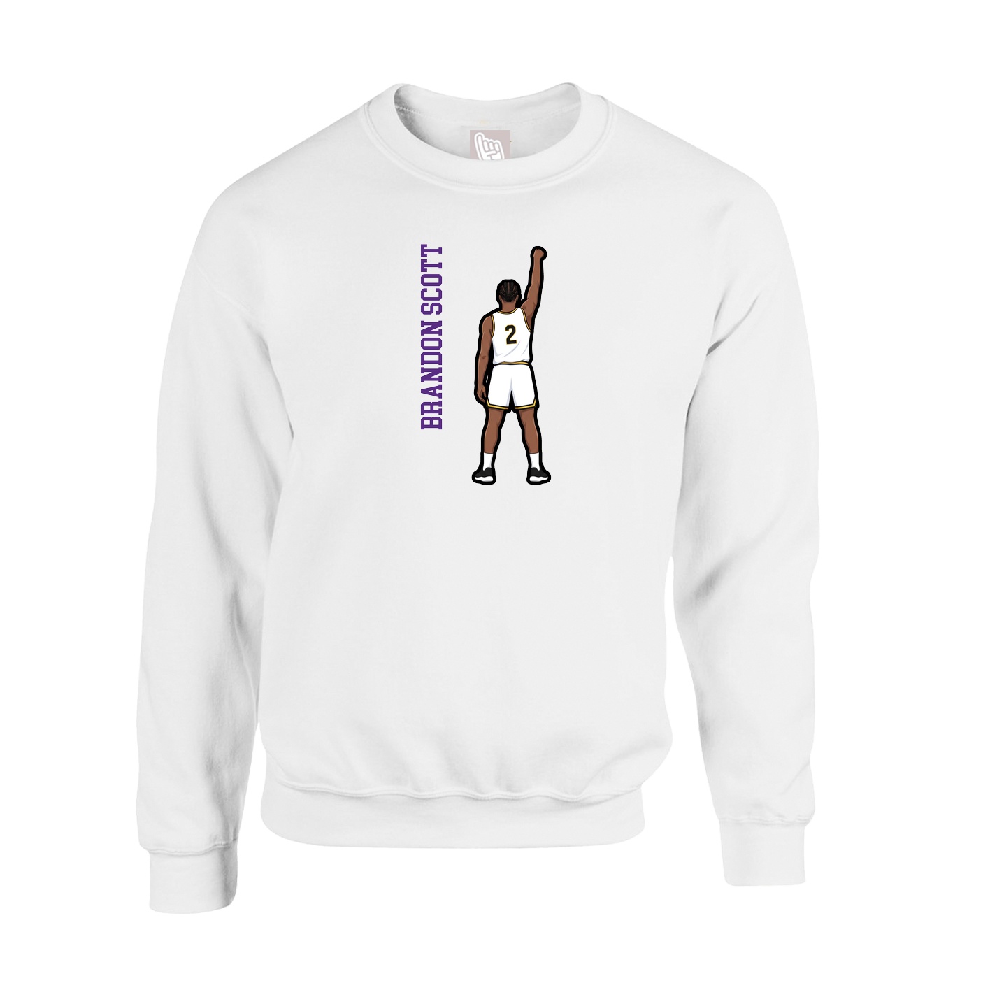 Fleece Crew — Name Vertical in White