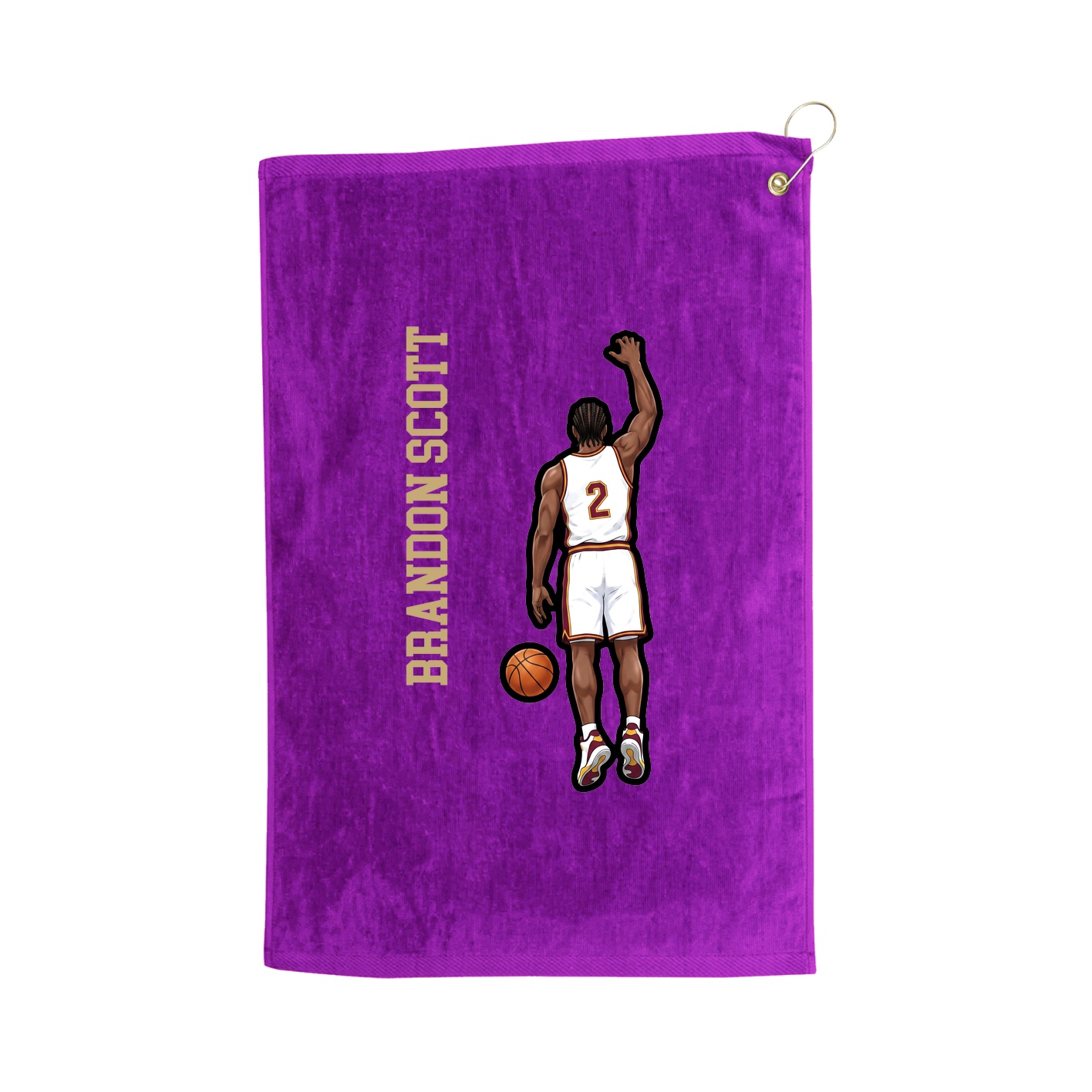 Golf Towel — Name Vertical in Purple