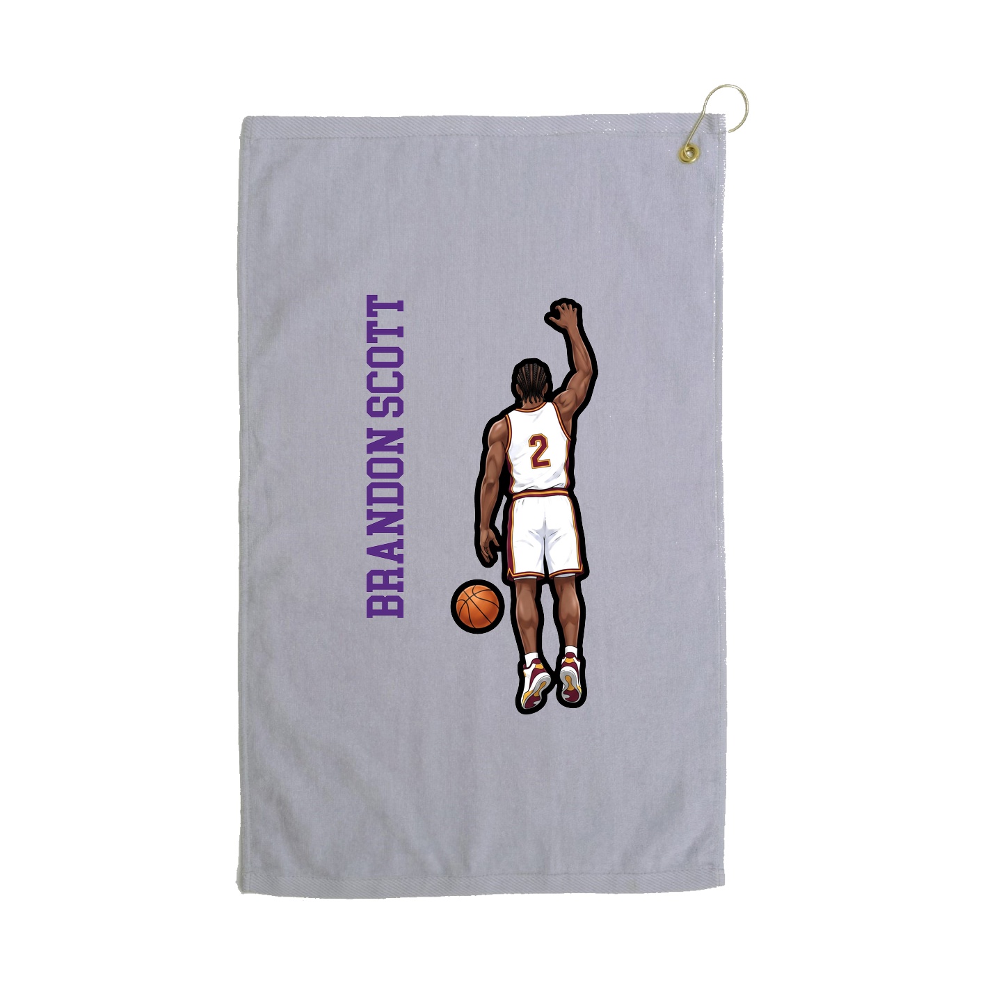 Golf Towel — Name Vertical in Grey