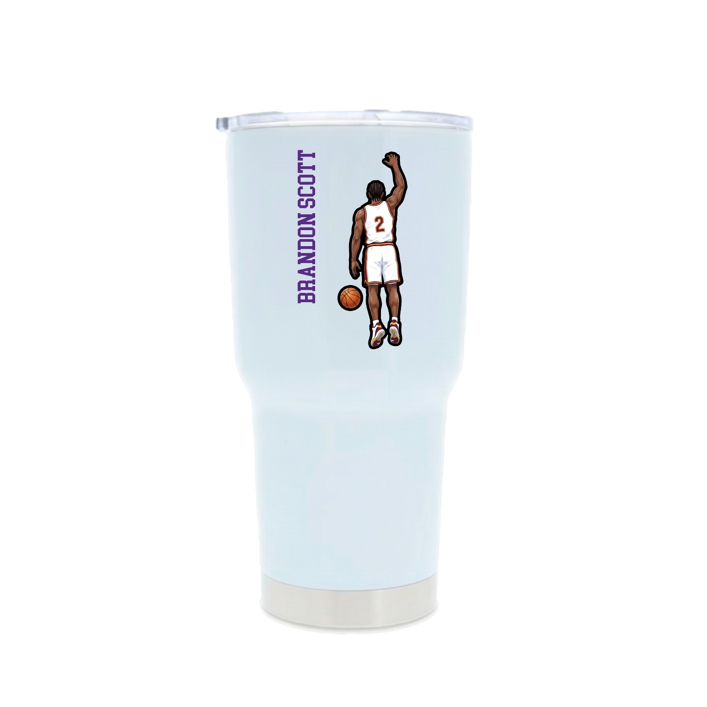 30oz Stainless Steel Tumbler — Name Vertical in White