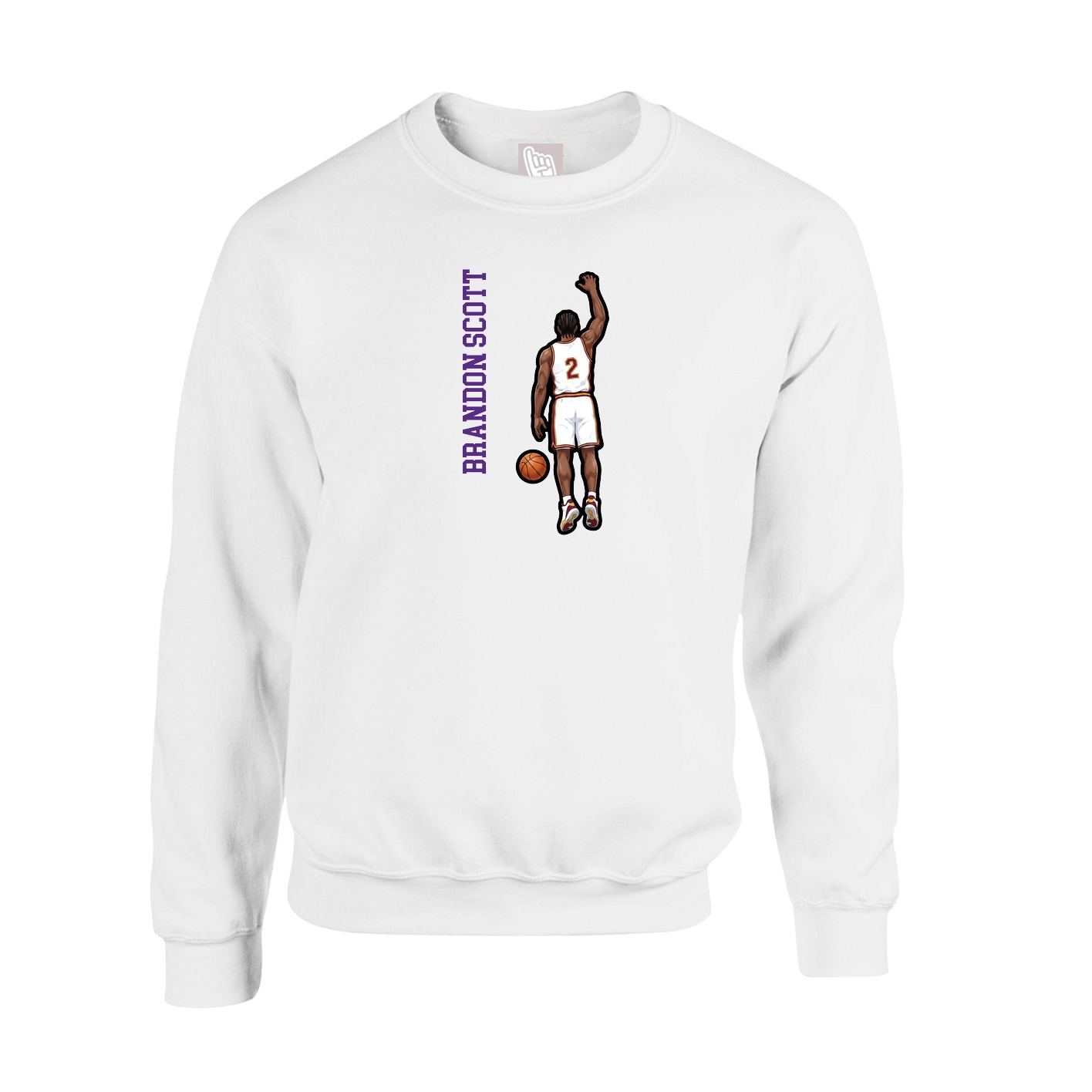 Fleece Crew — Name Vertical in White