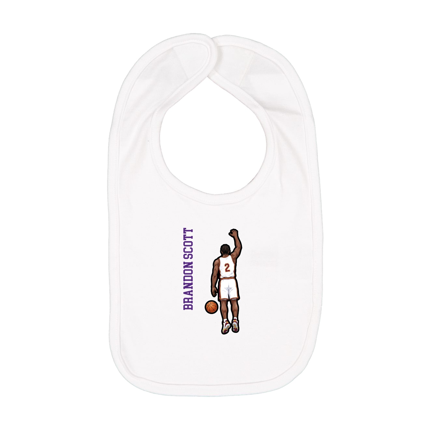 Infant Bib — Name Vertical in White
