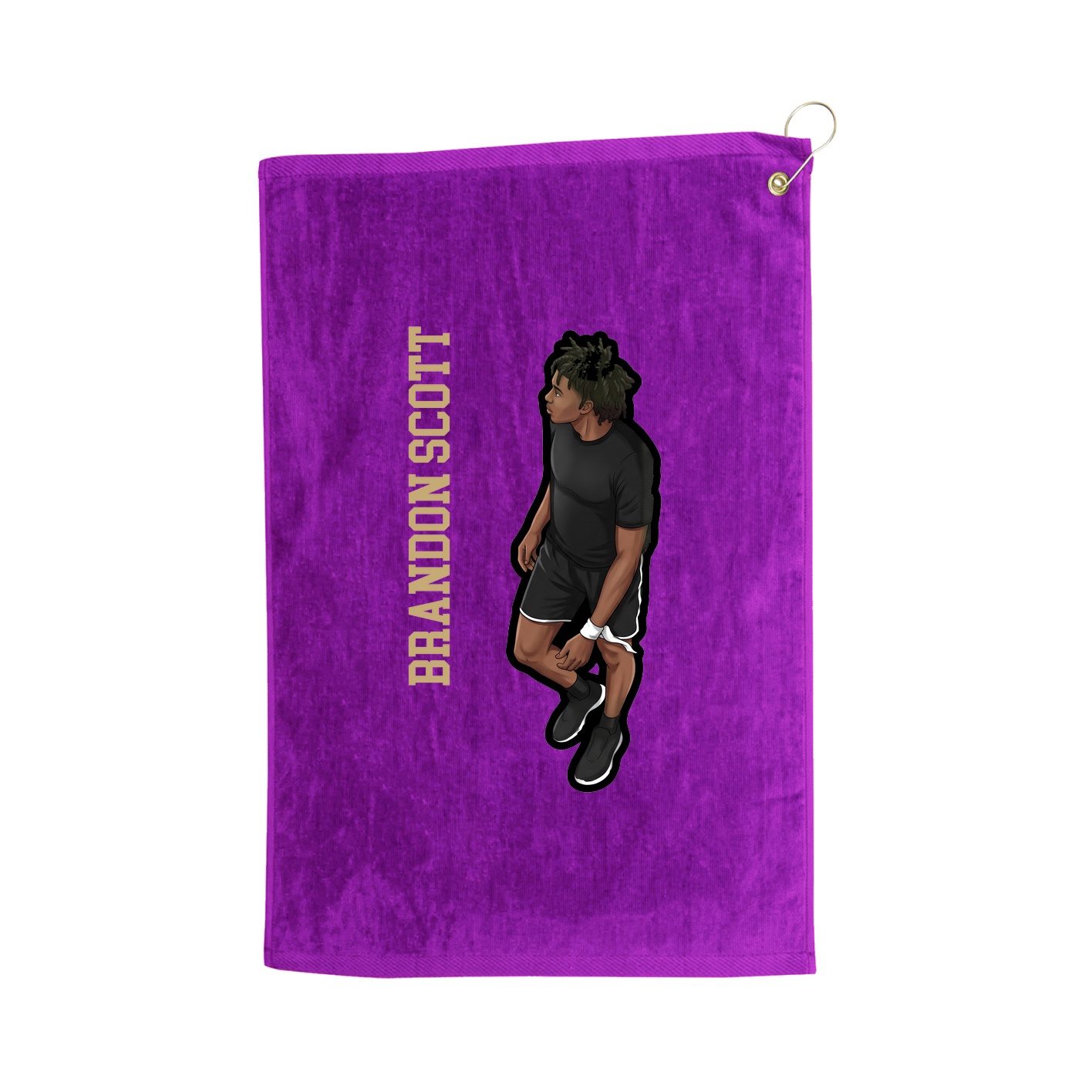 Golf Towel — Name Vertical in Purple