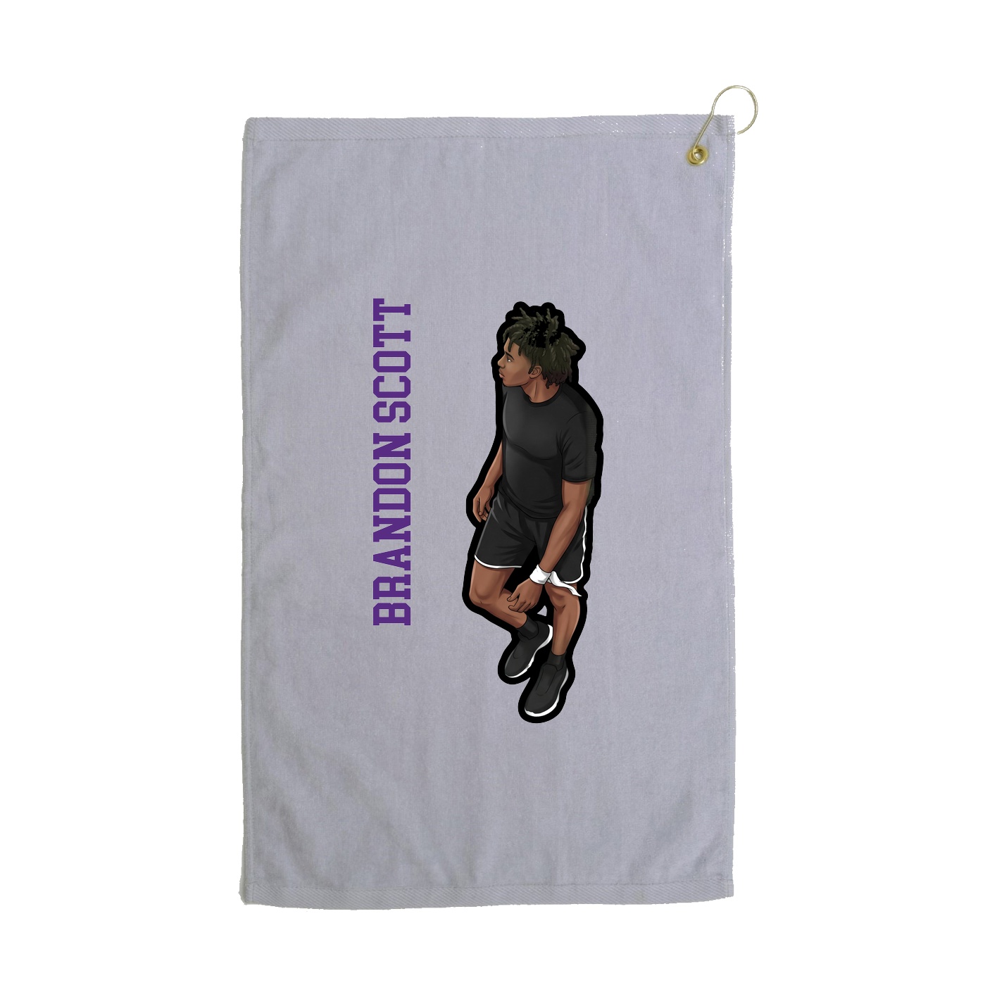 Golf Towel — Name Vertical in Grey