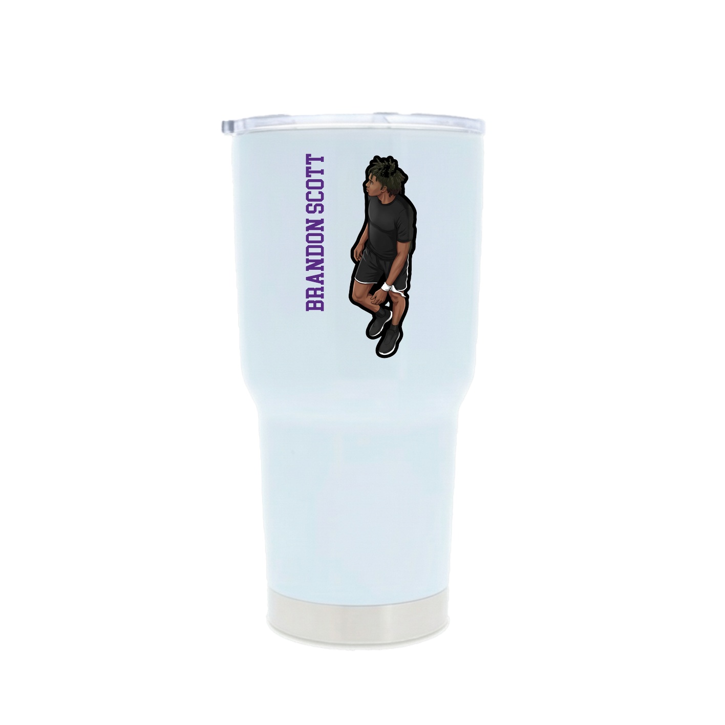 30oz Stainless Steel Tumbler — Name Vertical in White